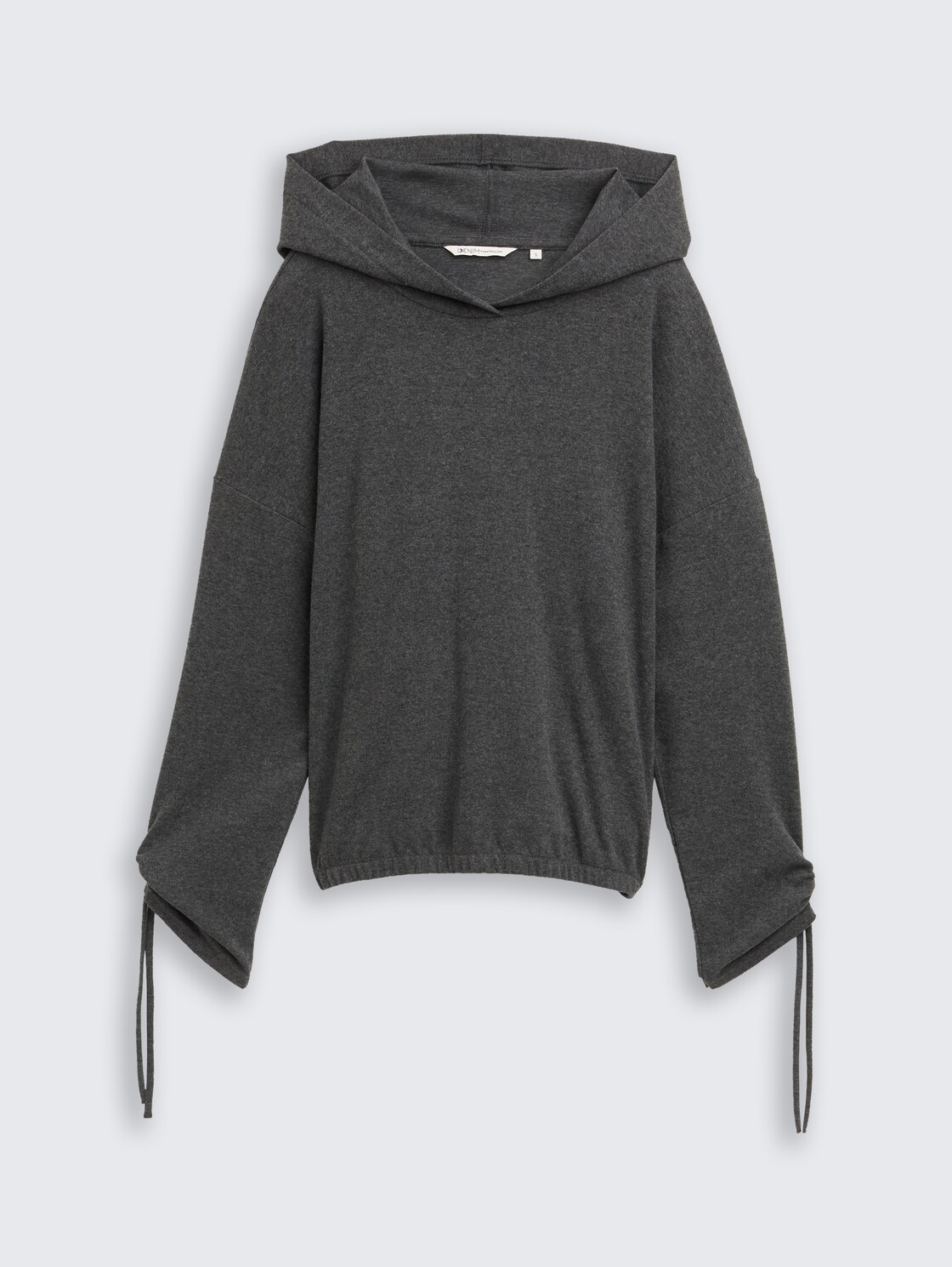 Loose Fit Langarmshirt mit Kapuze - Shale Grey Melange - Vorder-Produkt-Ansicht