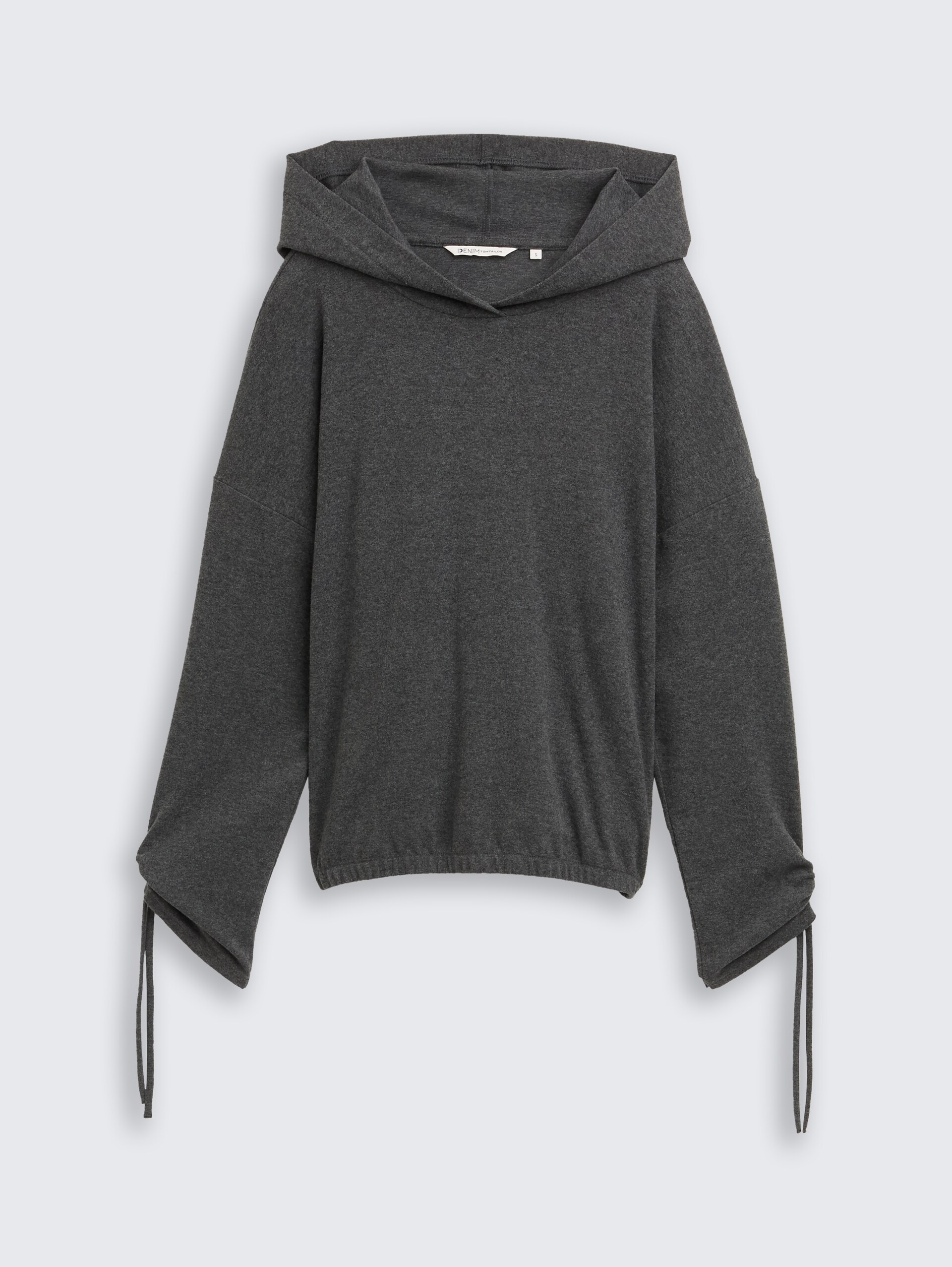Loose Fit Langarmshirt mit Kapuze - Shale Grey Melange - Vorder-Produkt-Ansicht