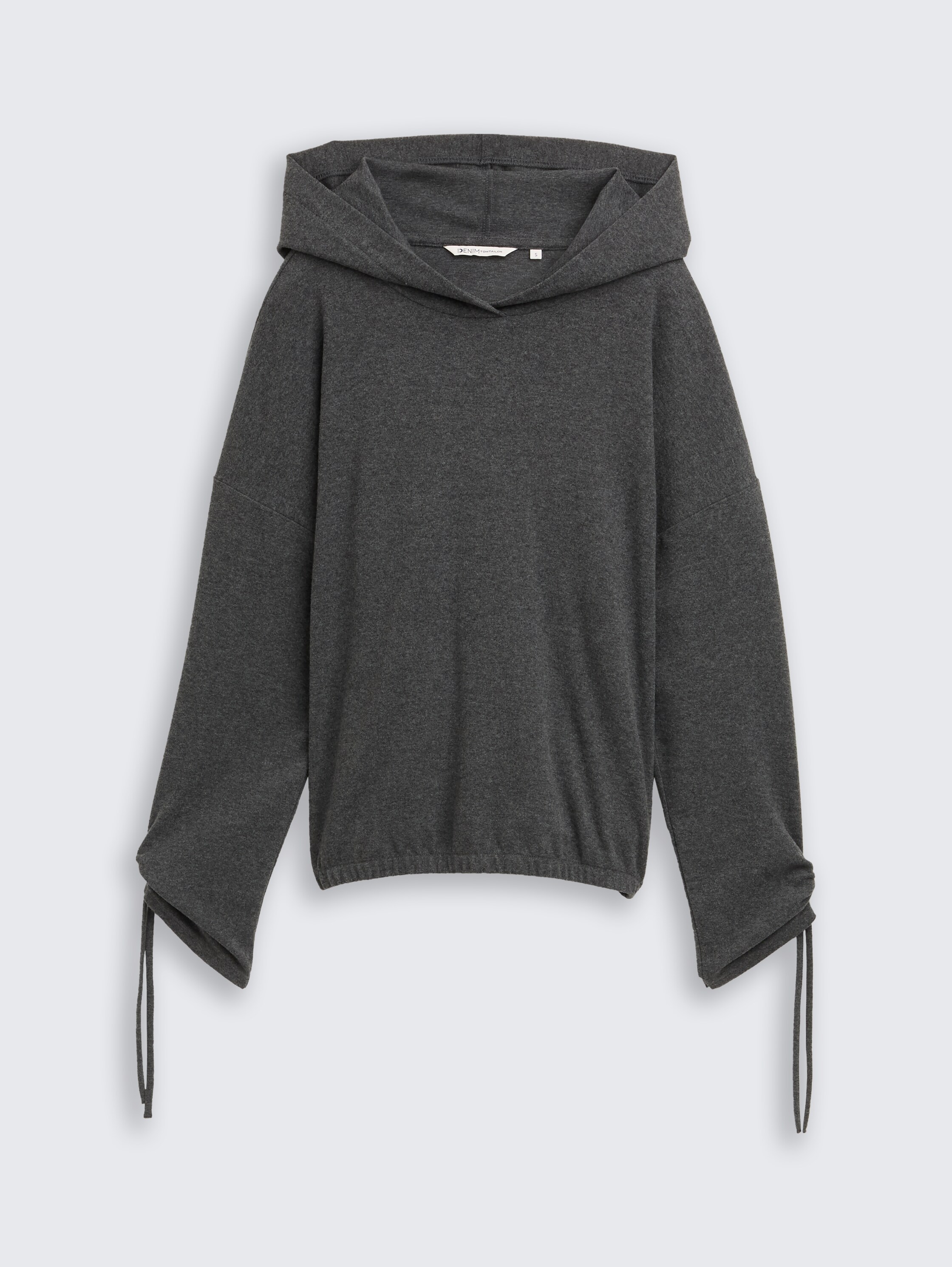 Loose Fit Langarmshirt mit Kapuze - Shale Grey Melange - Vorder-Produkt-Ansicht