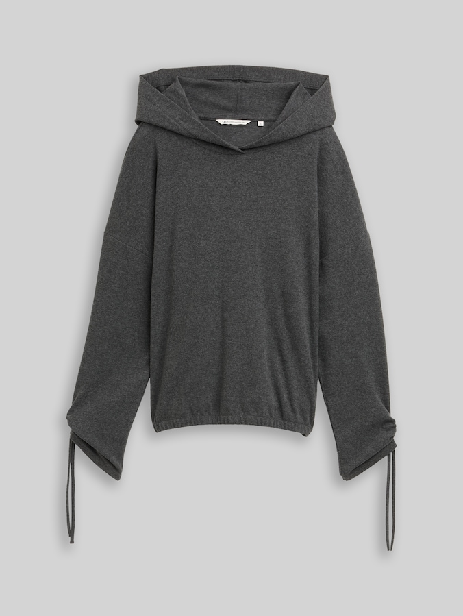 Los shirt met lange mouwen en capuchon door Denim Female, Shale Grey Melange