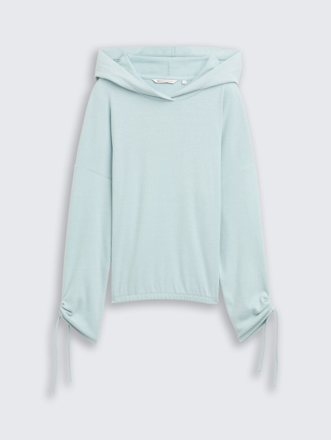 Loose Fit Langarmshirt mit Kapuze - Silver Cloud Blue Melange - Vorder-Produkt-Ansicht