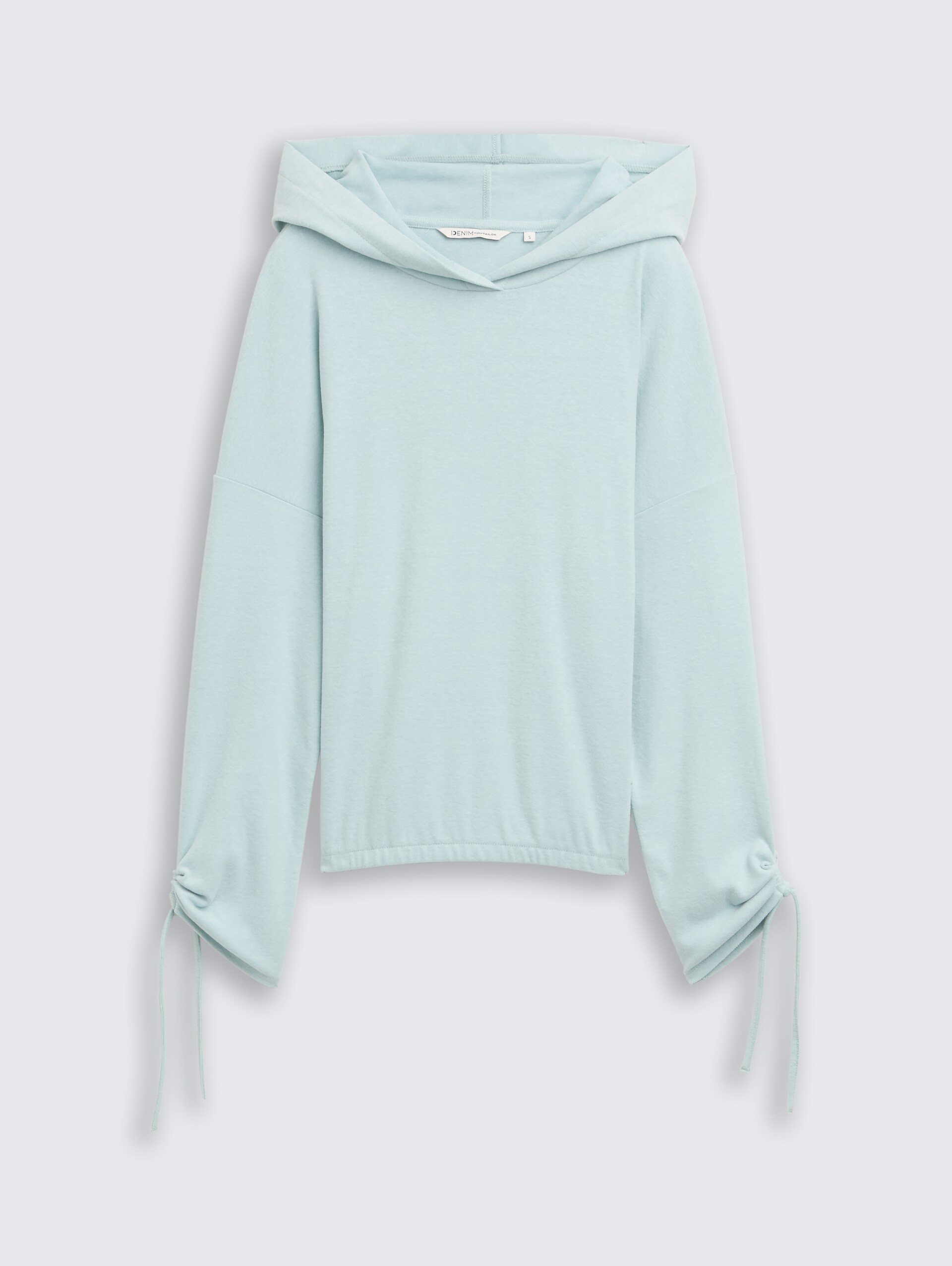 Loose Fit Langarmshirt mit Kapuze - Silver Cloud Blue Melange - Vorder-Produkt-Ansicht