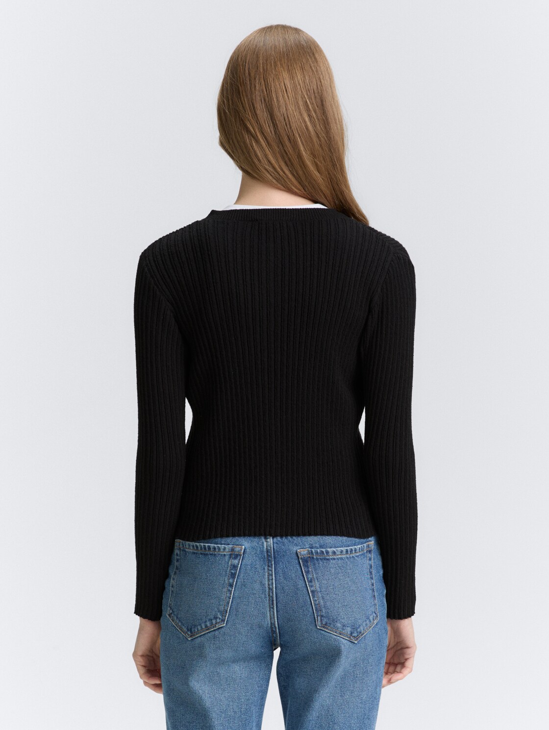 Cardigan mit Rippstruktur - deep black