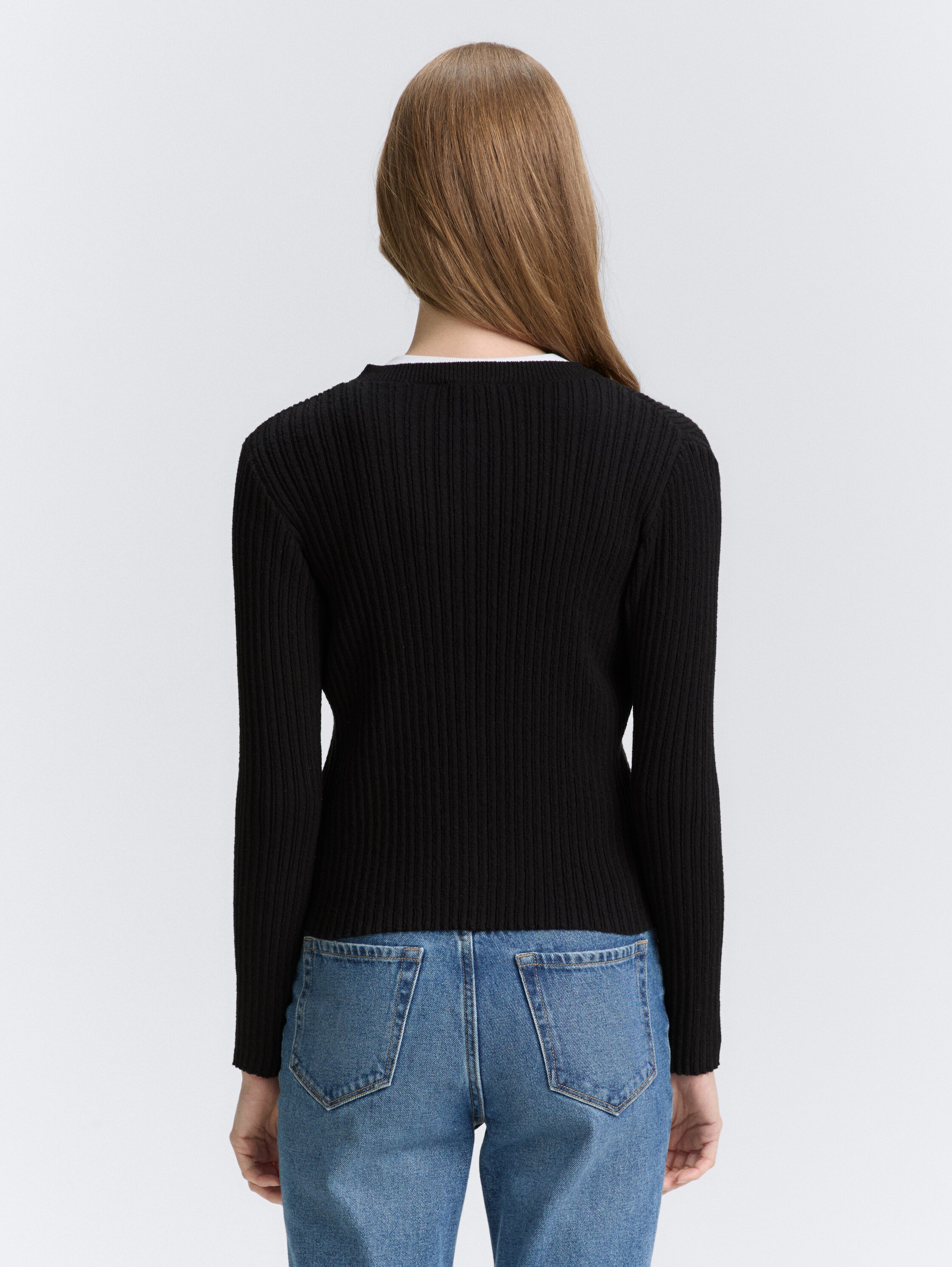 Cardigan mit Rippstruktur - deep_black_1 - 