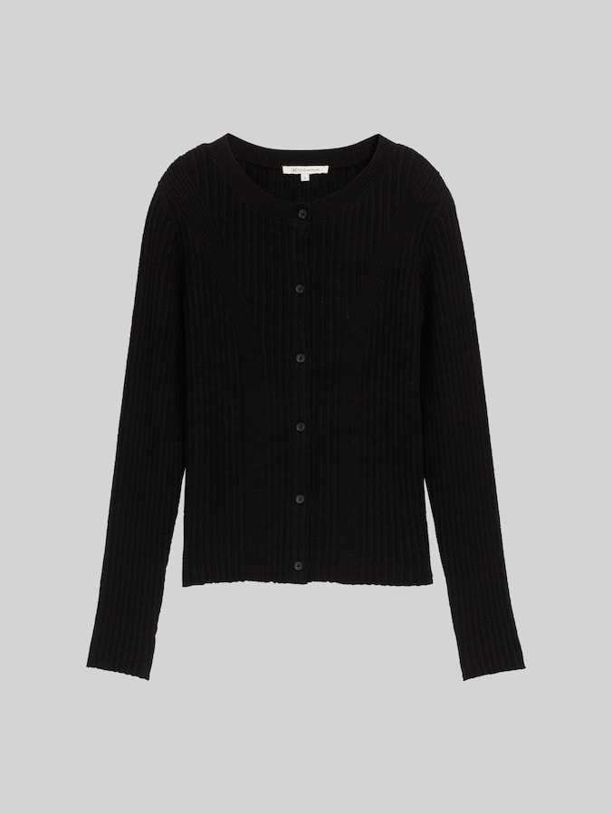 Cardigan mit Rippstruktur von Denim Female, deep black