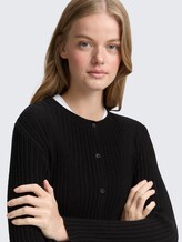 Cardigan mit Rippstruktur - deep black - Detail-Model-Ansicht