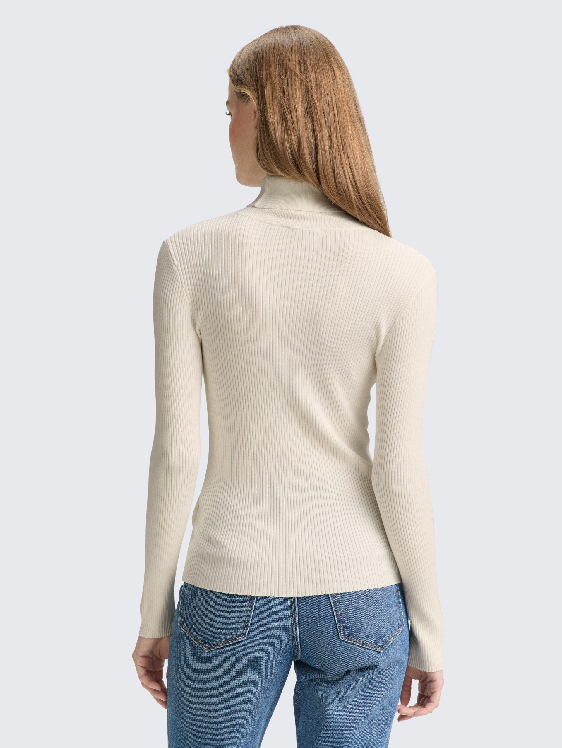 Ripp Rollkragenpullover - off white
