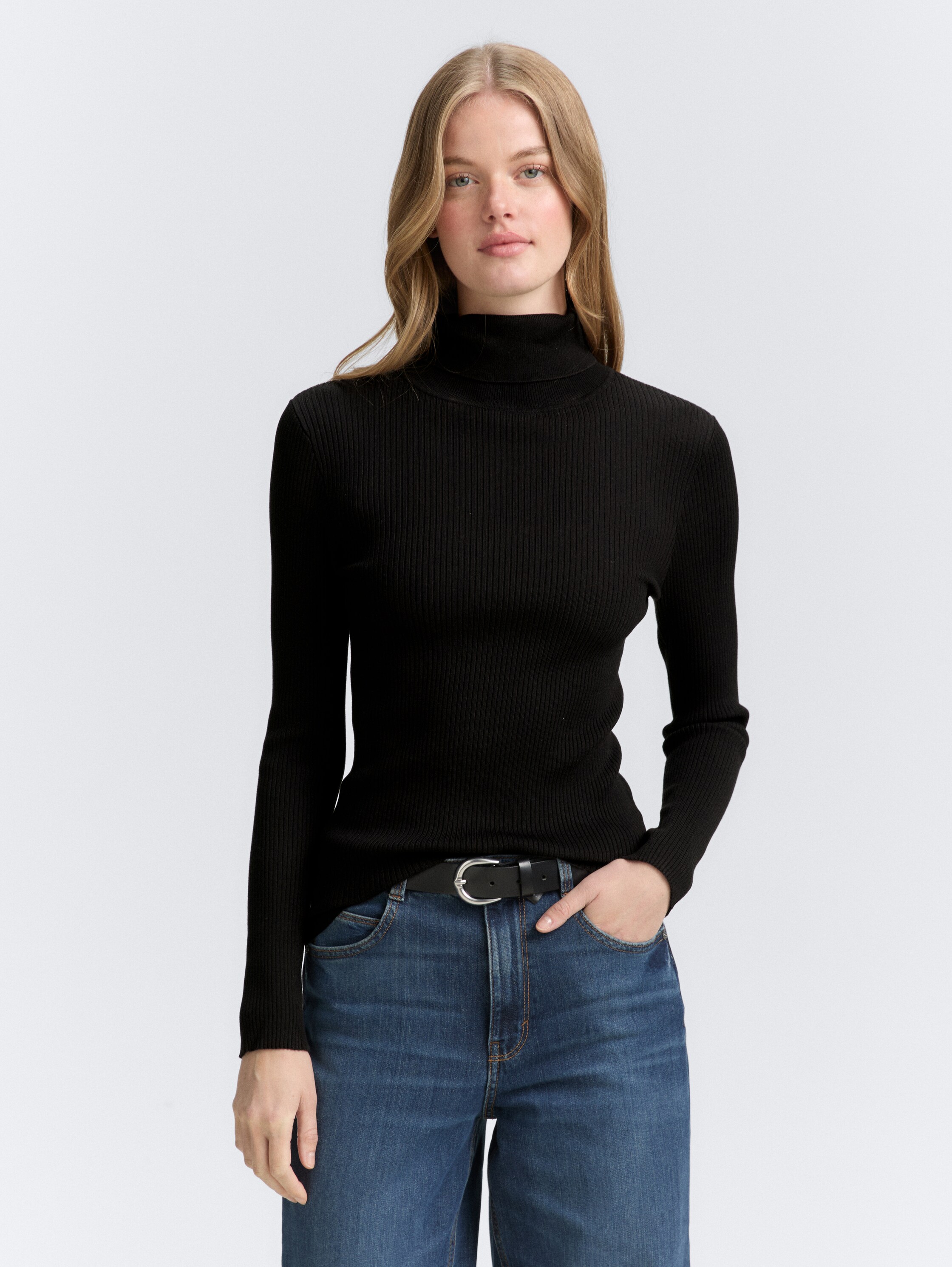 Ribbed turtleneck jumper - deep_black_1 - 