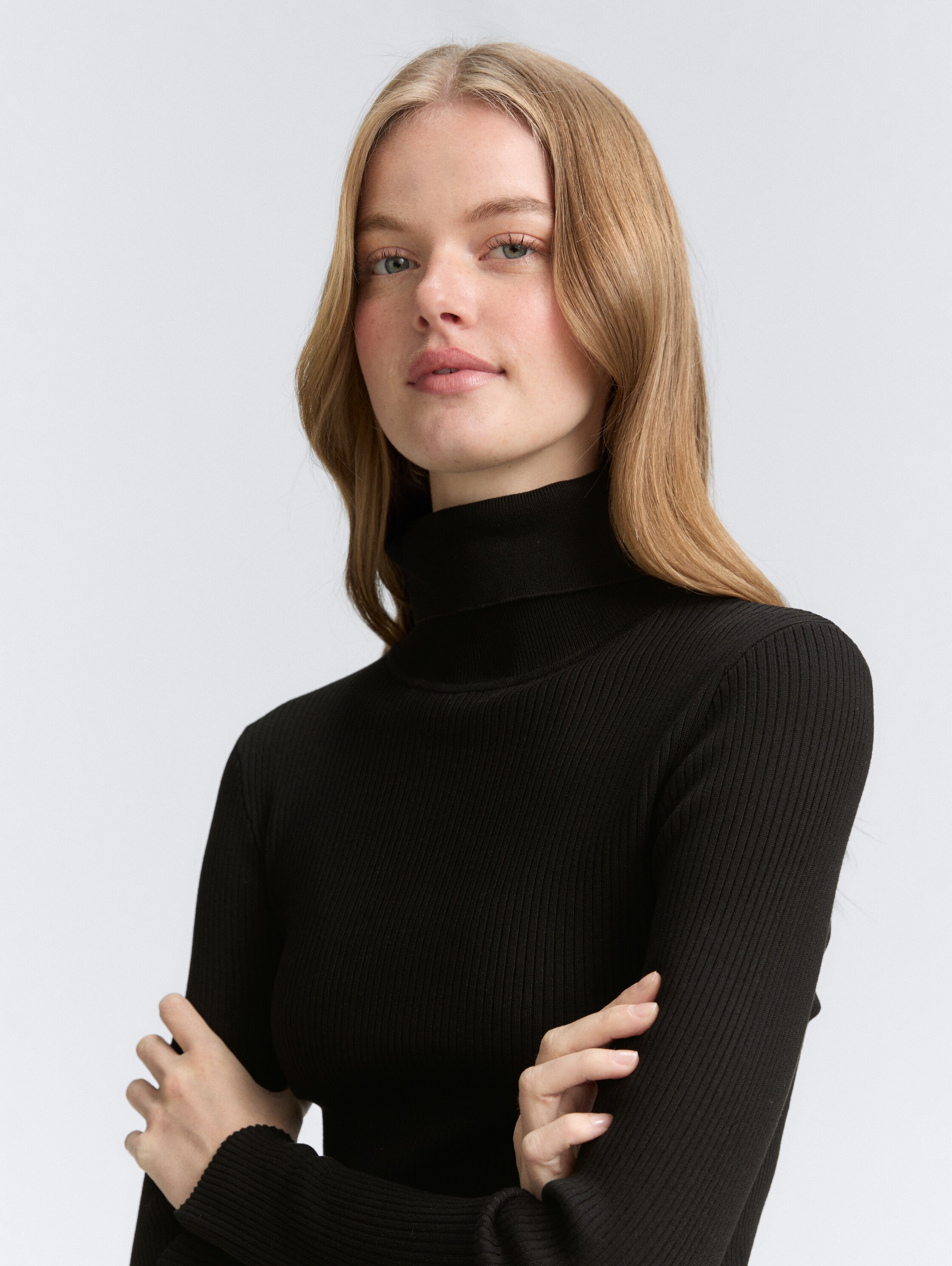 Ribbed turtleneck jumper - deep_black_1 - 