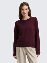Pull en tricot avec cachemire - Dark Red Mélange - Découpe Vue de face du modèle