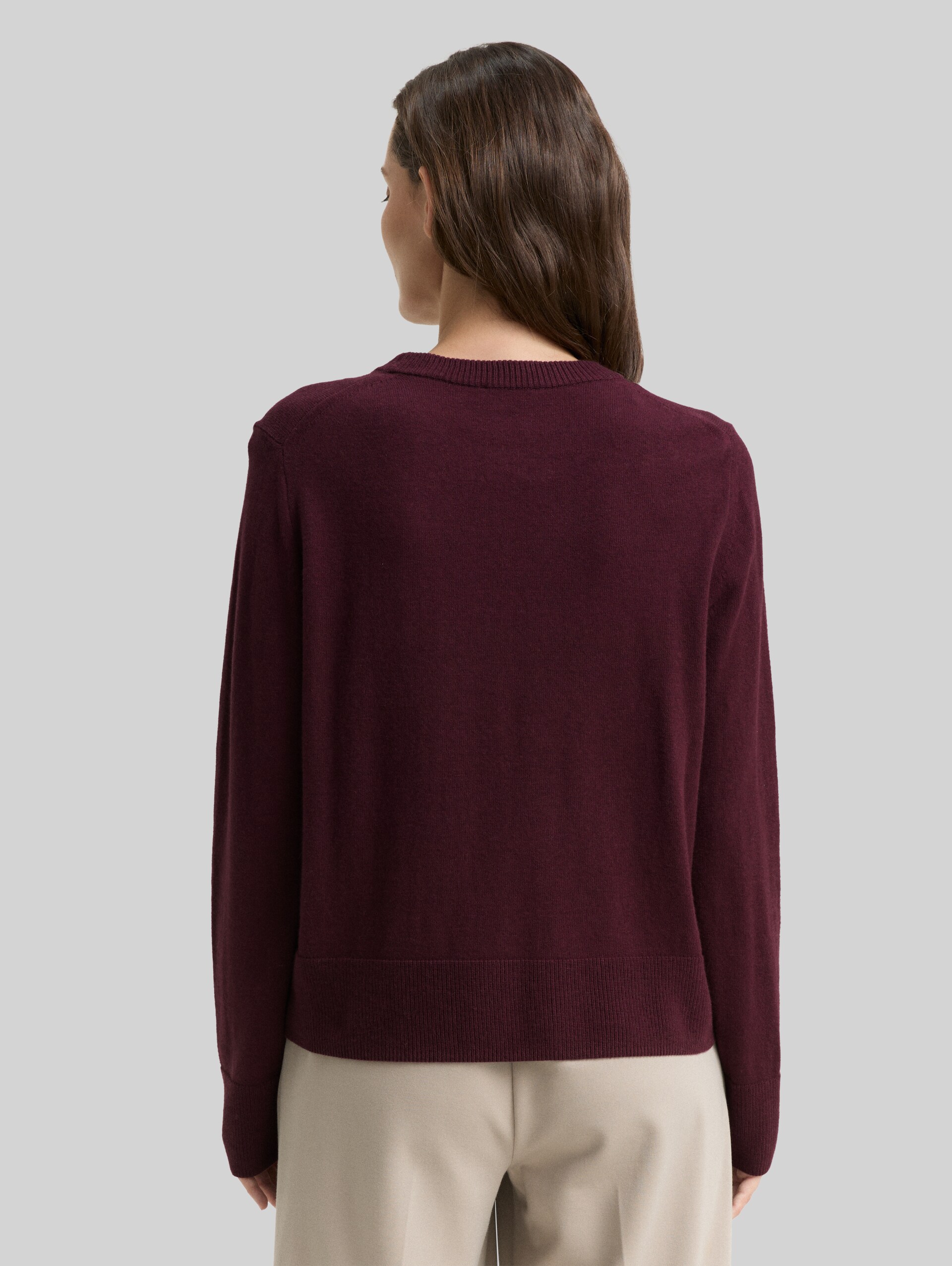 Knitted jumper with cashmere blend - Dark Red Mélange