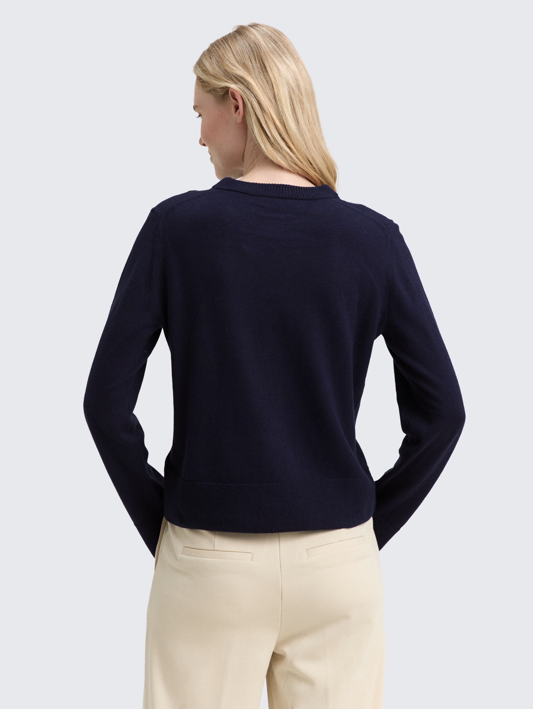Gebreide trui met kasjmier - Knitted Navy Melange