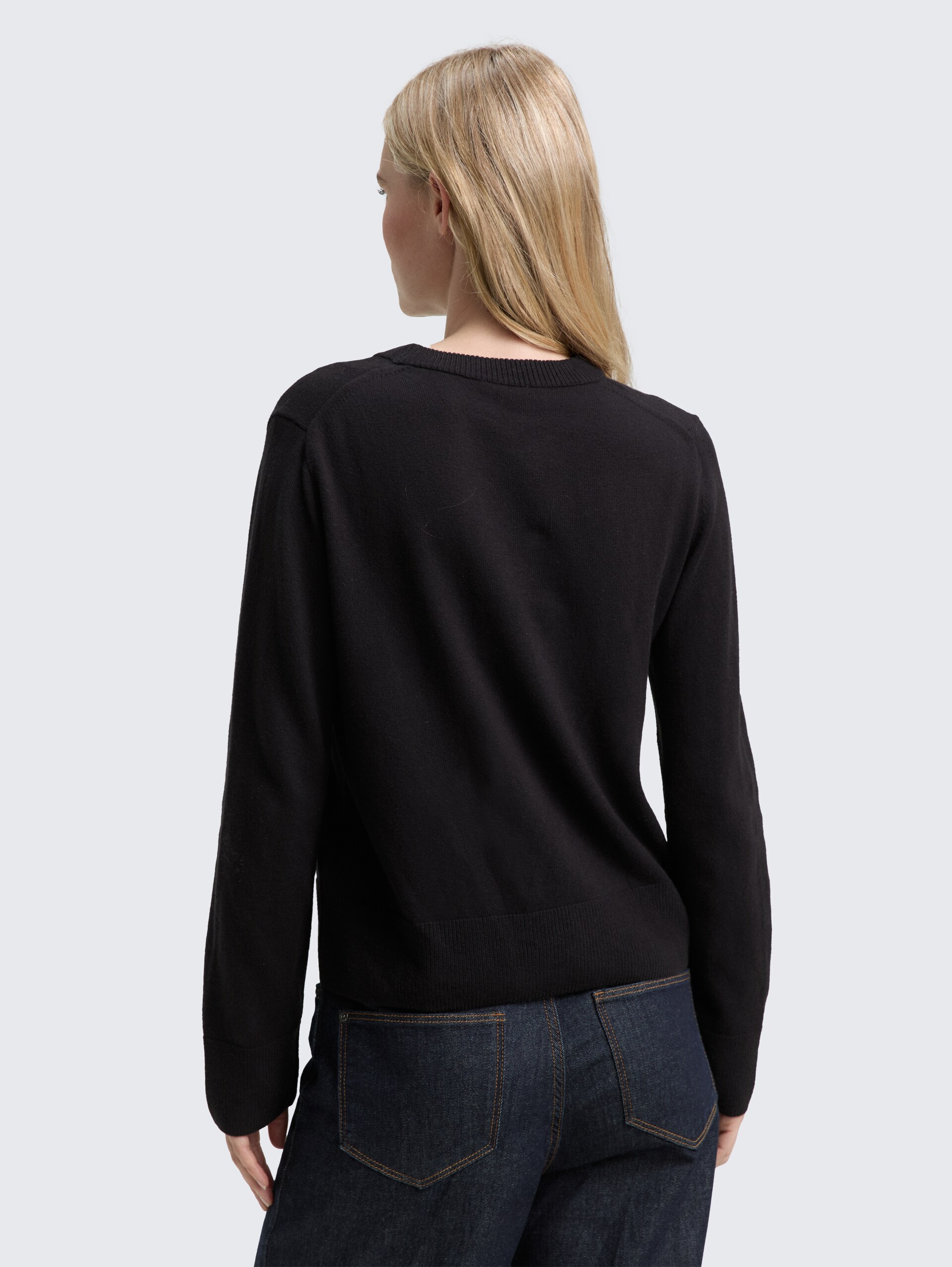 Strickpullover mit Kaschmir-Anteil - deep black