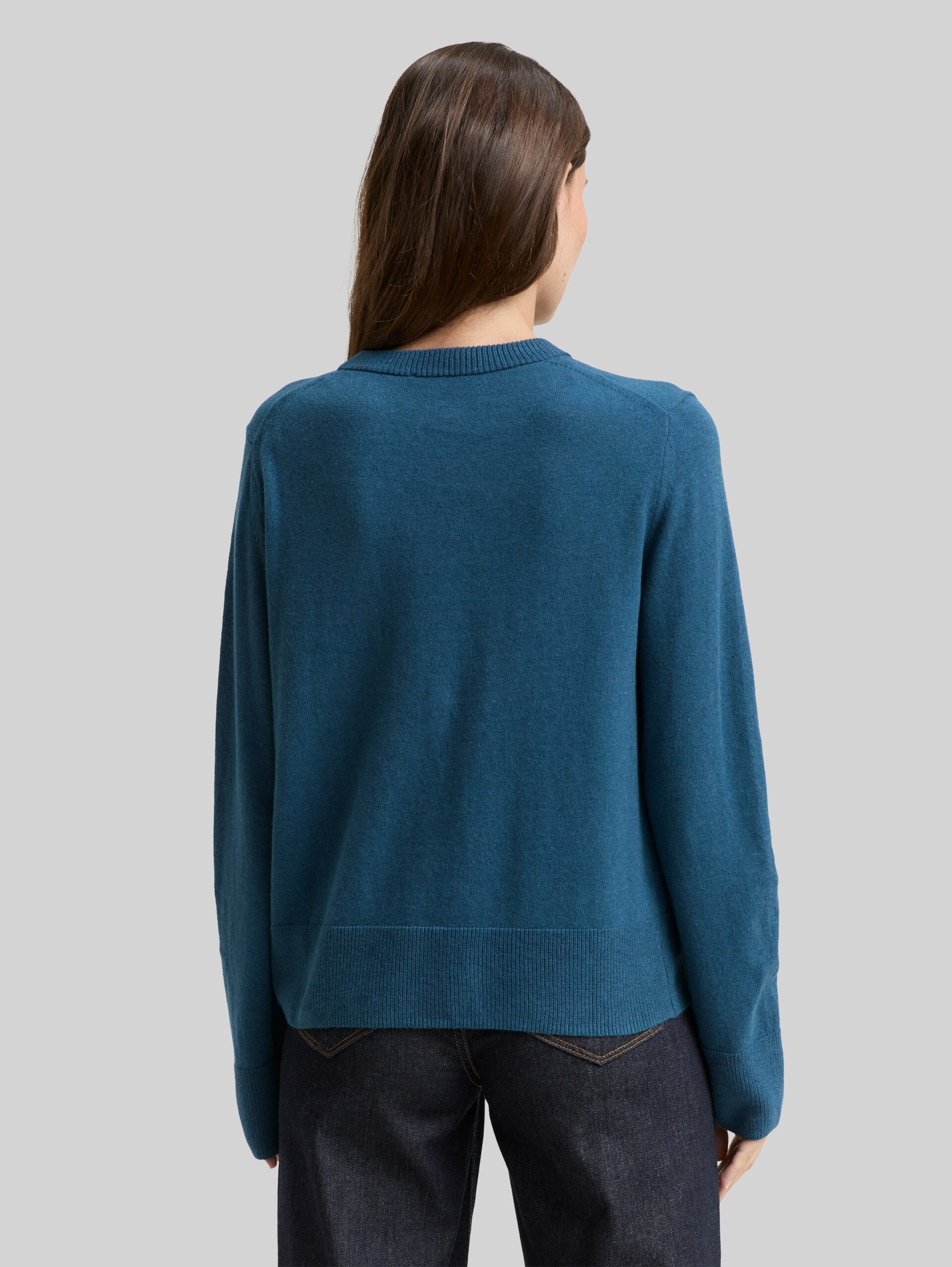 Strickpullover mit Kaschmir-Anteil - dark petrol melange