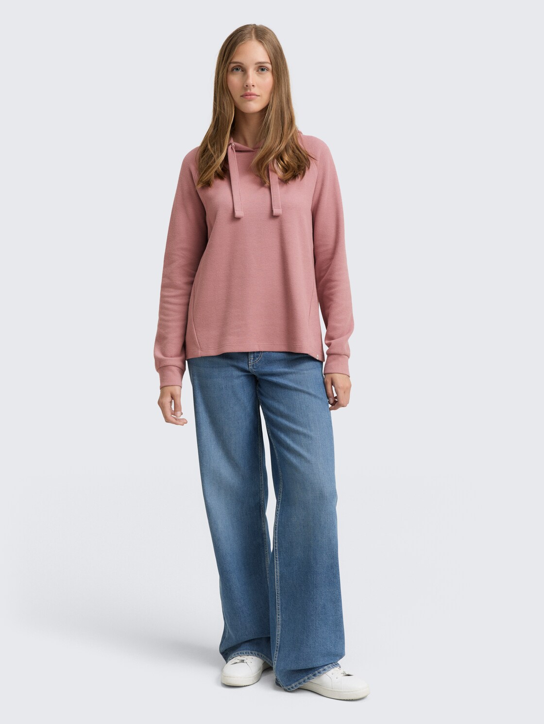 Loose Fit Hoodie Sweatshirt - Antique Rose - Model-Vorderansicht