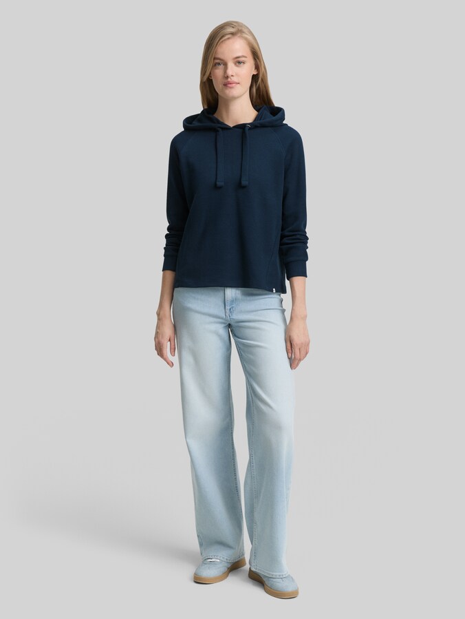 Sweater met losse capuchon door Denim Female, dark sea petrol