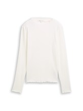 Ausgewählt, Ripp Langarmshirt mit Stehkragen von Tom Tailor, weiß