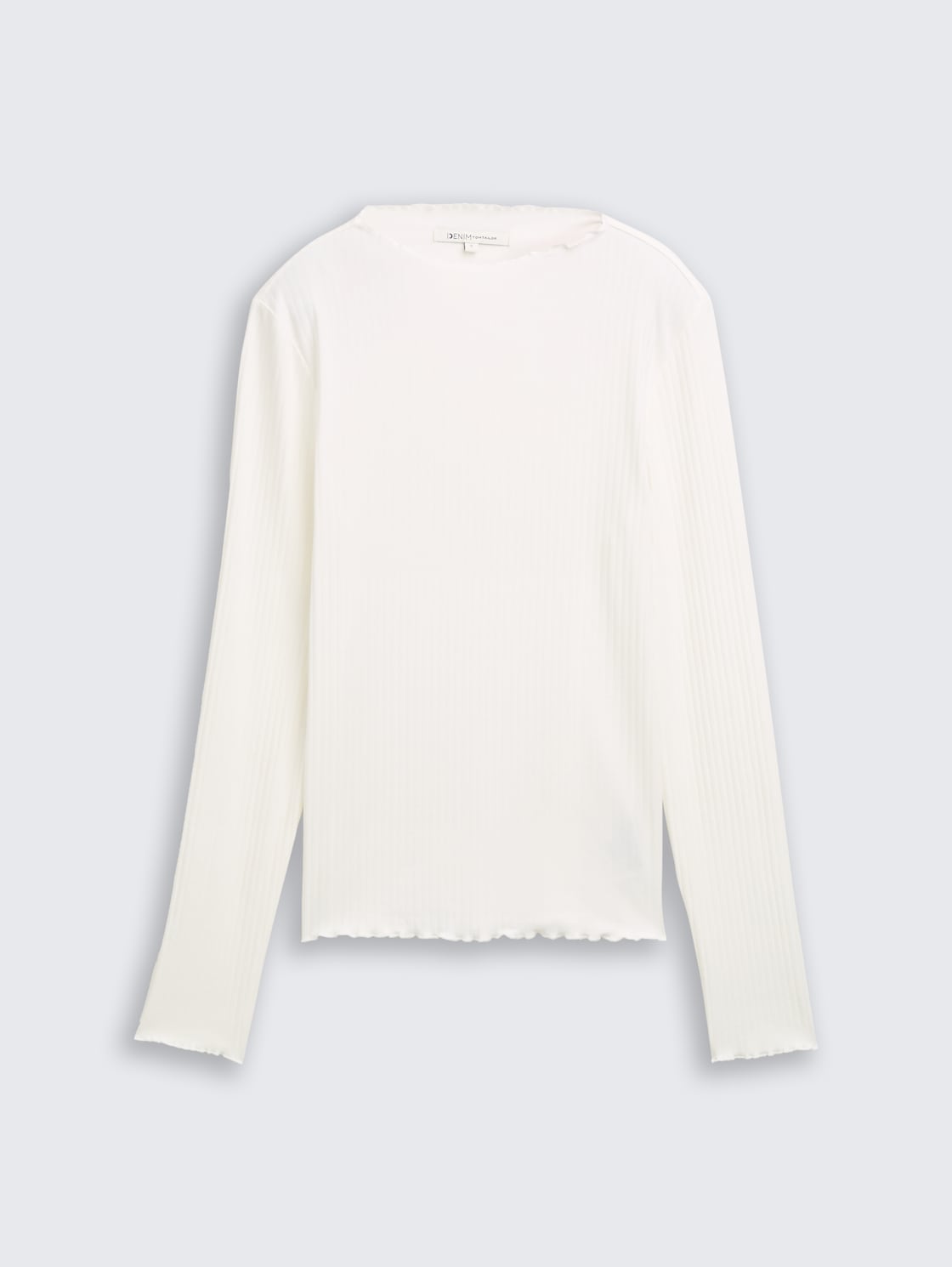 Ripp Langarmshirt mit Stehkragen - off white - Vorder-Produkt-Ansicht