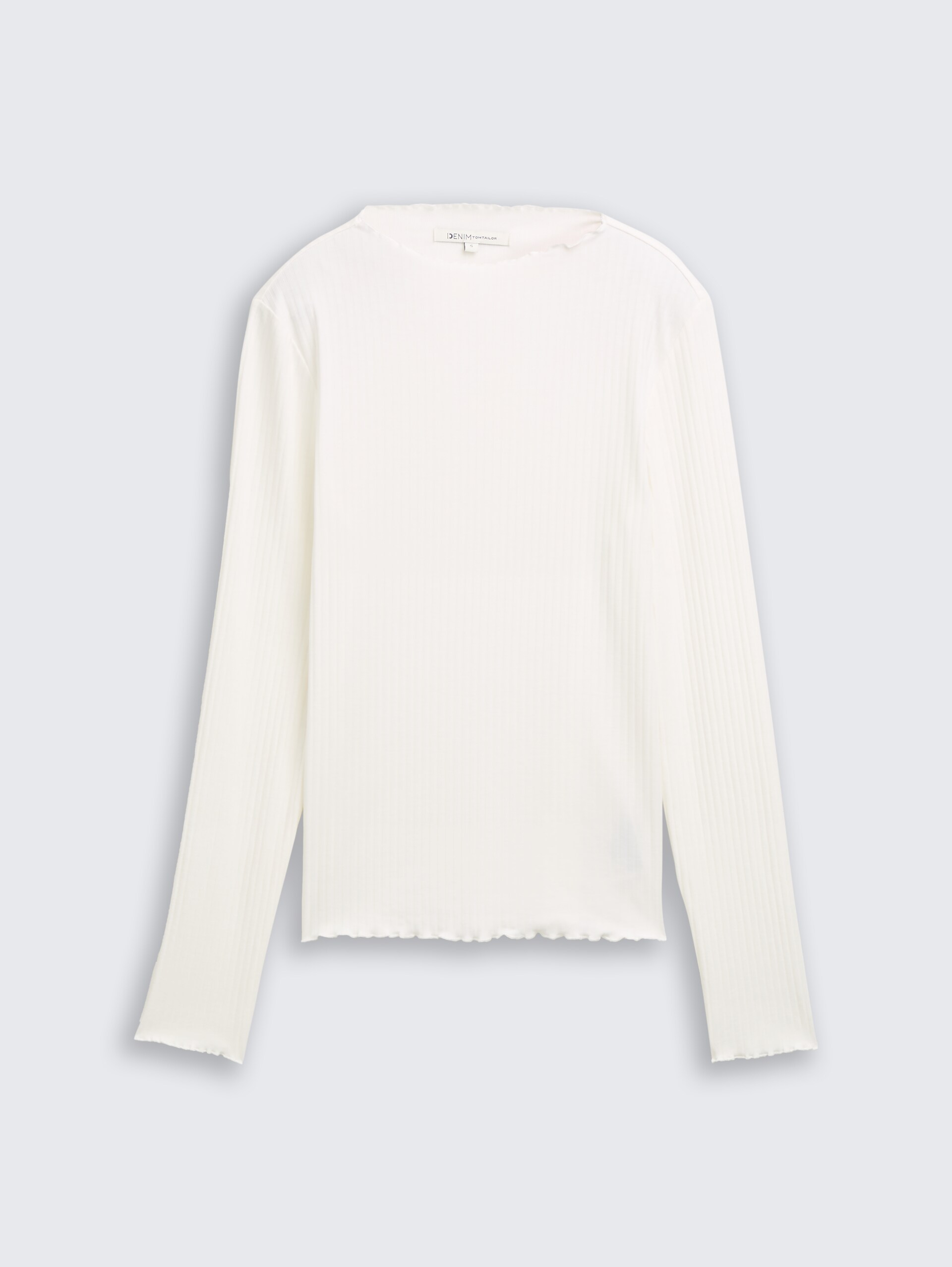 Ripp Langarmshirt mit Stehkragen - off white - Vorder-Produkt-Ansicht