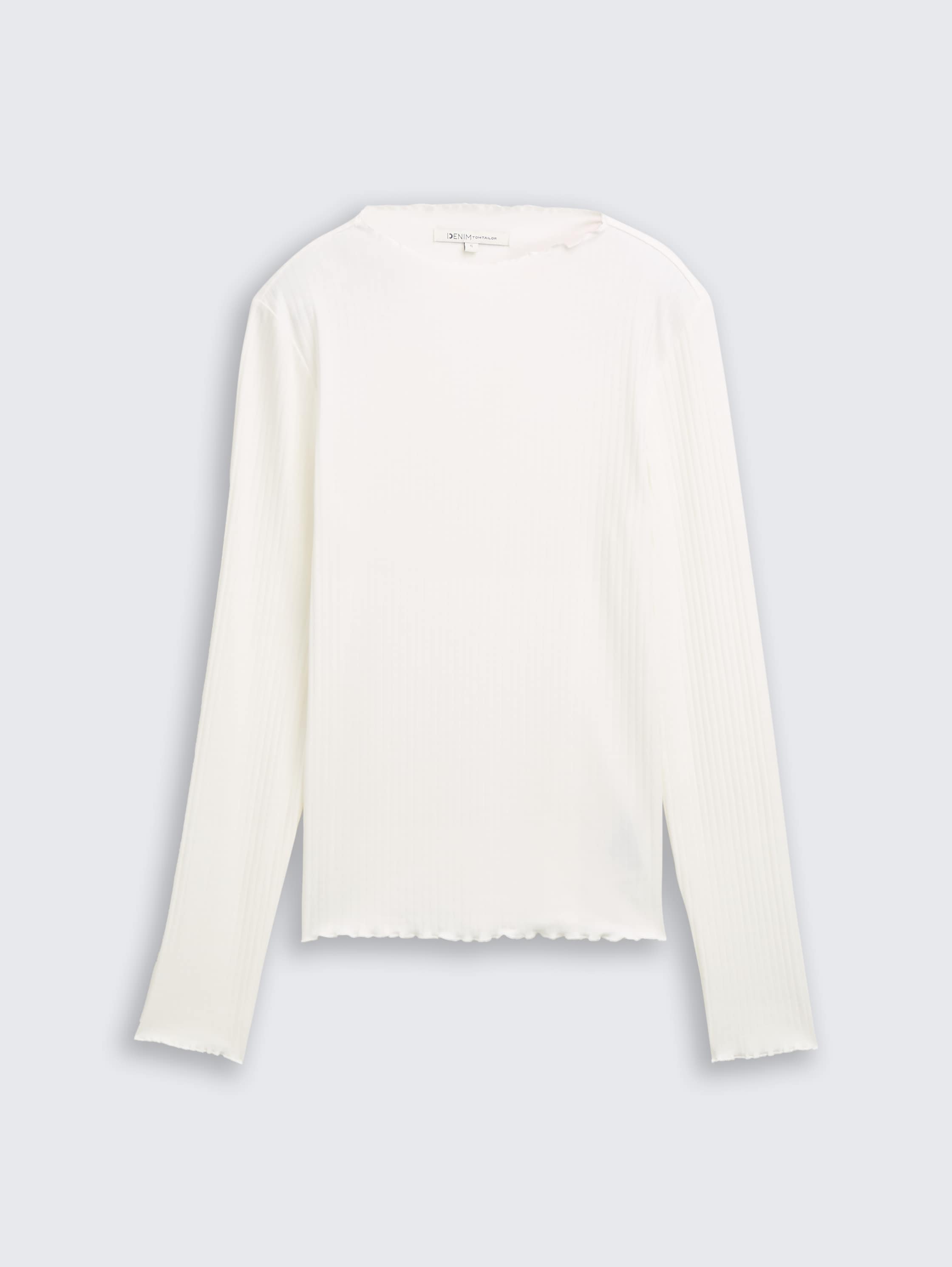 Ripp Langarmshirt mit Stehkragen - off_white_1 - 