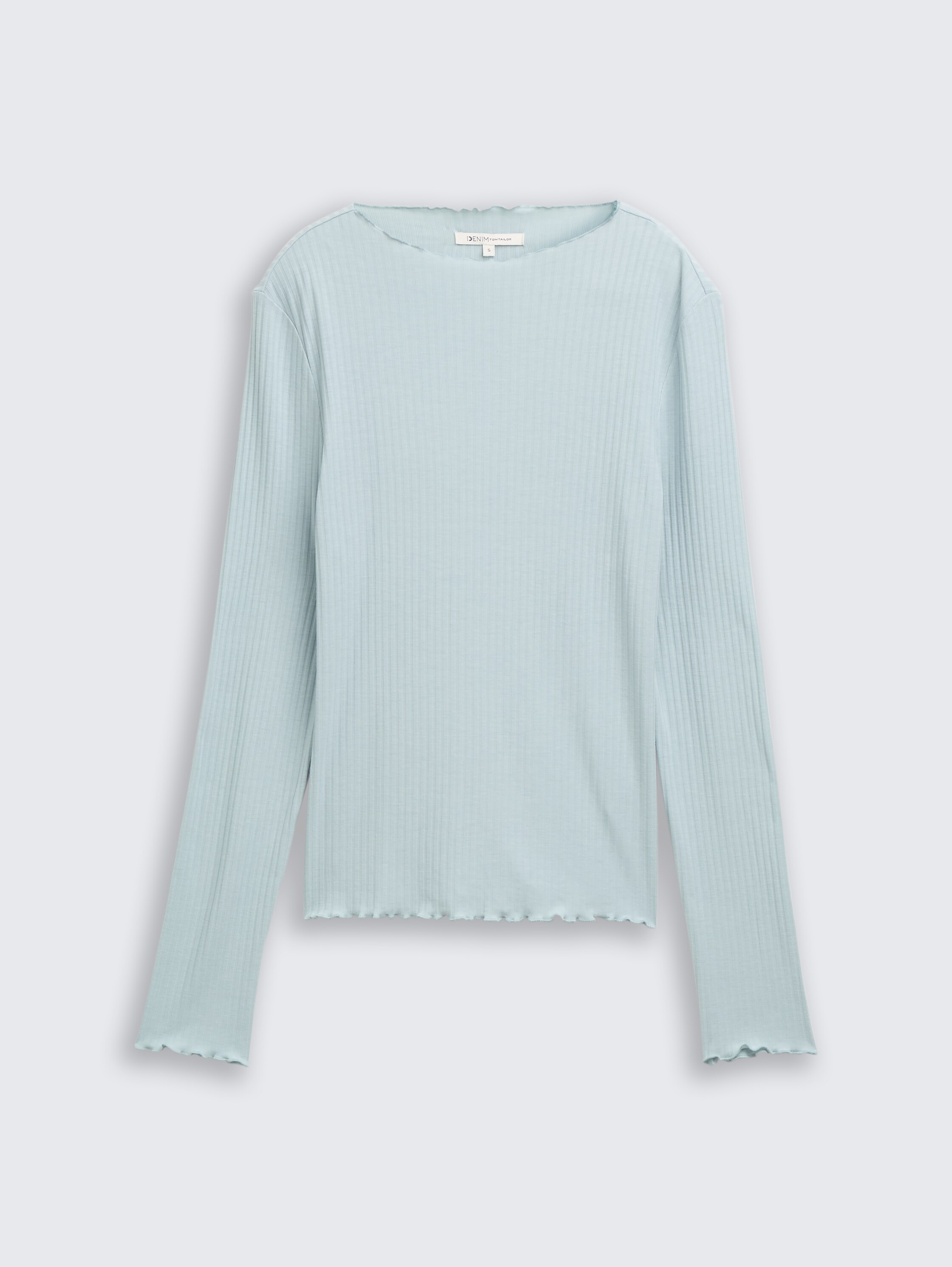 Ripp Langarmshirt mit Stehkragen - silver_cloud_blue - 