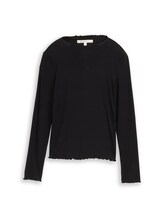 Nicht ausgewählt, Ripp Langarmshirt mit Stehkragen von , schwarz