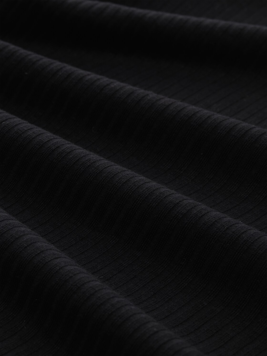 Ripp Langarmshirt mit Stehkragen - deep black - Material-Ansicht