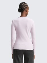 Ripp Langarmshirt mit Stehkragen - lilac fog - Auschnitt Model-Rückansicht