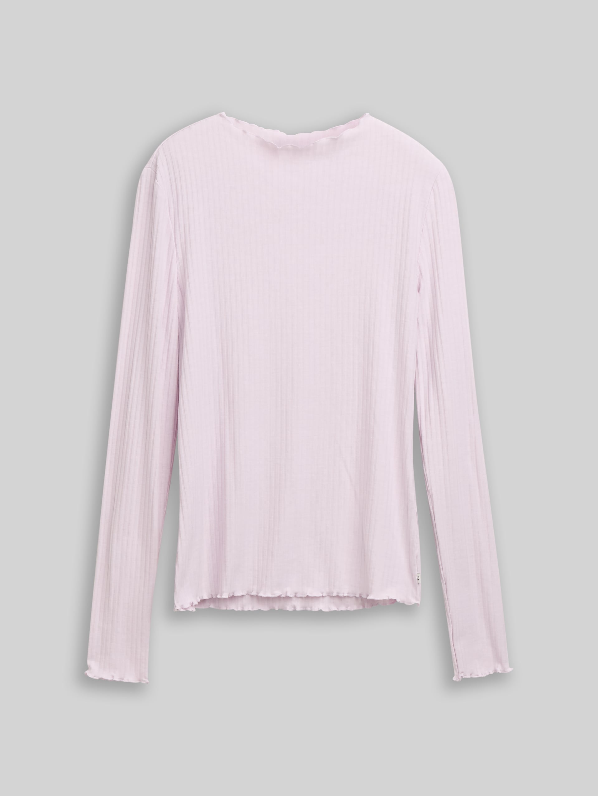 Ribbed long-sleeved shirt with stand-up collar - lilac fog - Front product view