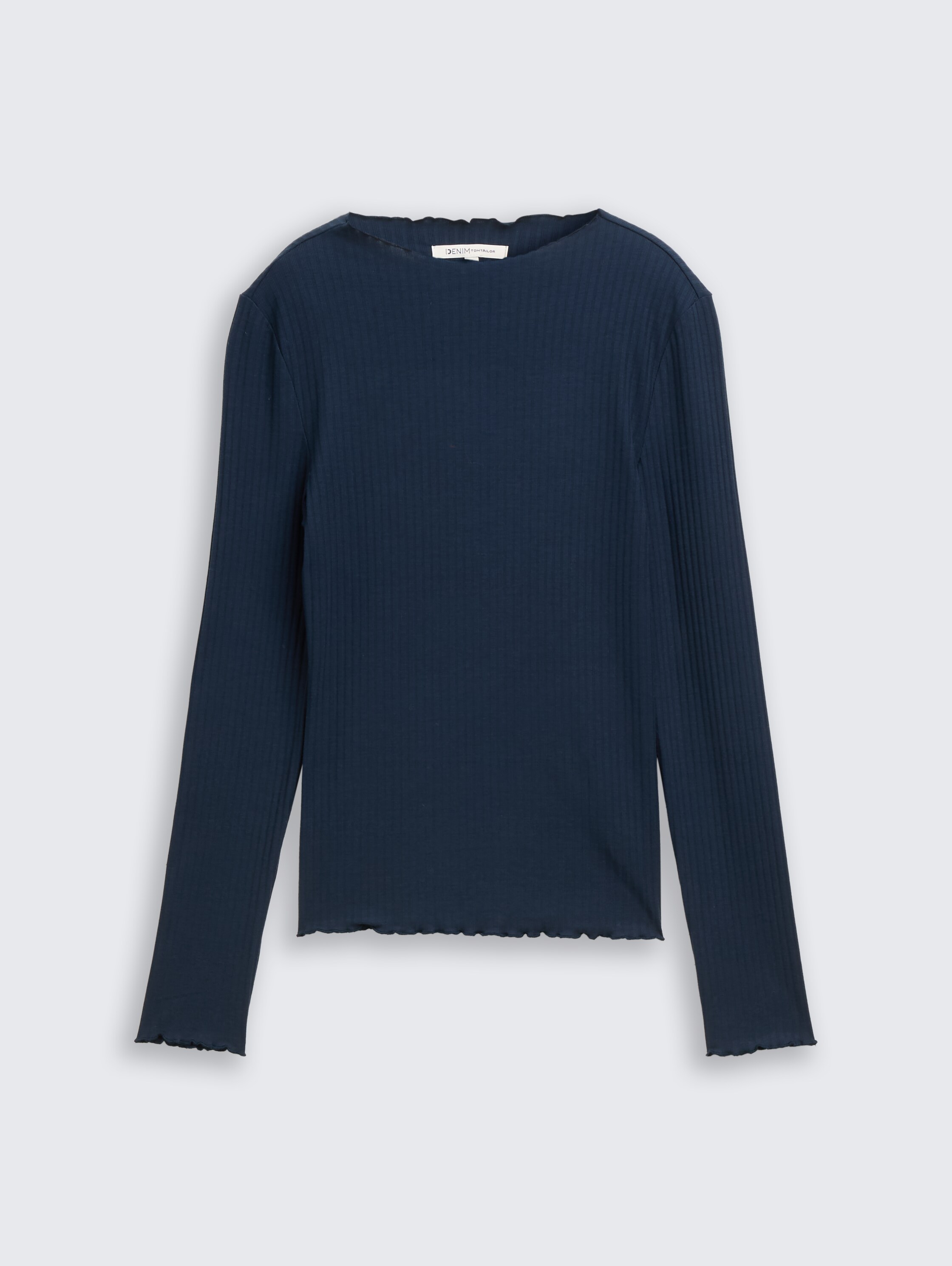 Ripp Langarmshirt mit Stehkragen - dark_sea_petrol - 