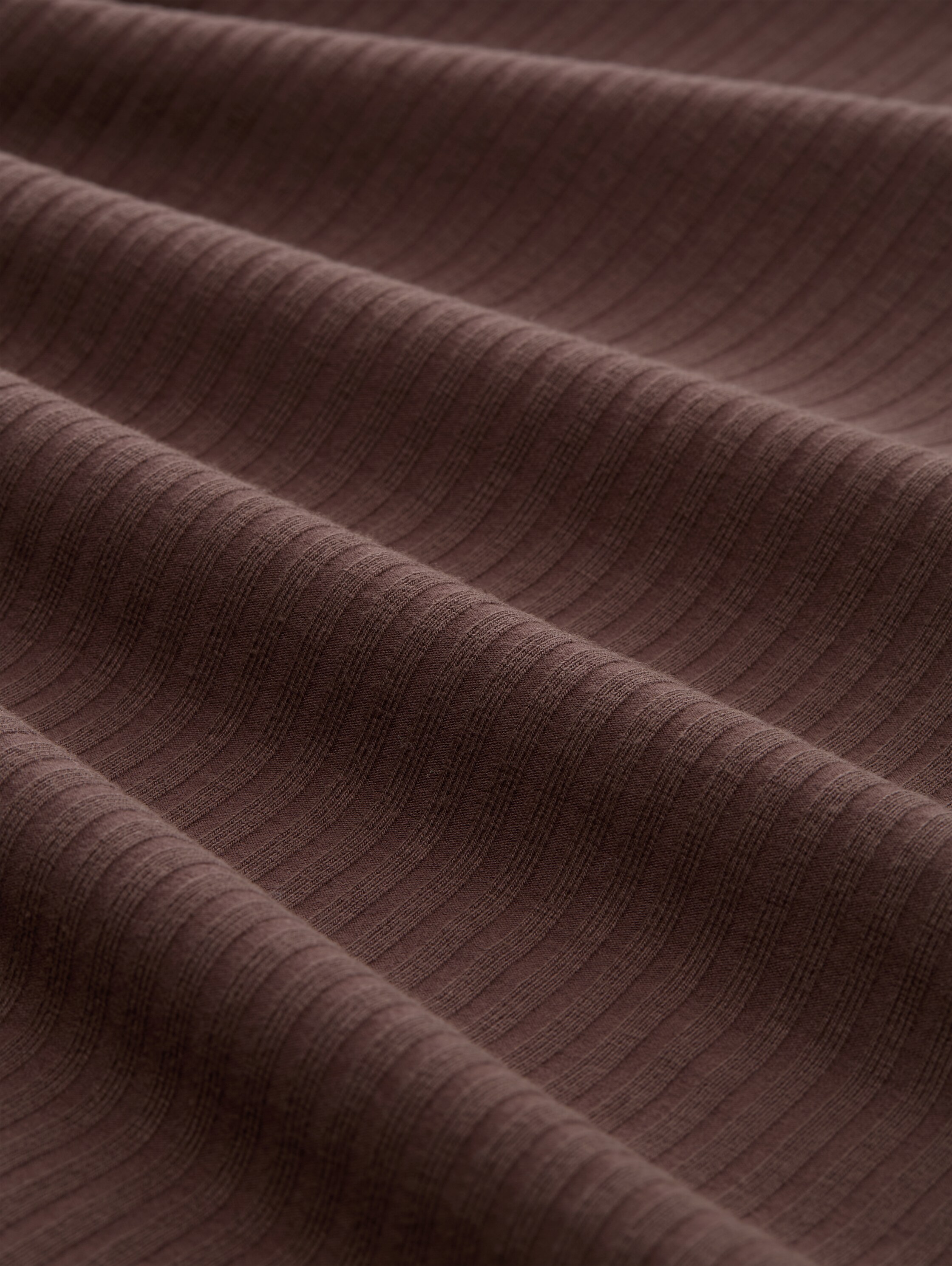Ripp Langarmshirt mit Stehkragen - soft_chocolate_brown - 