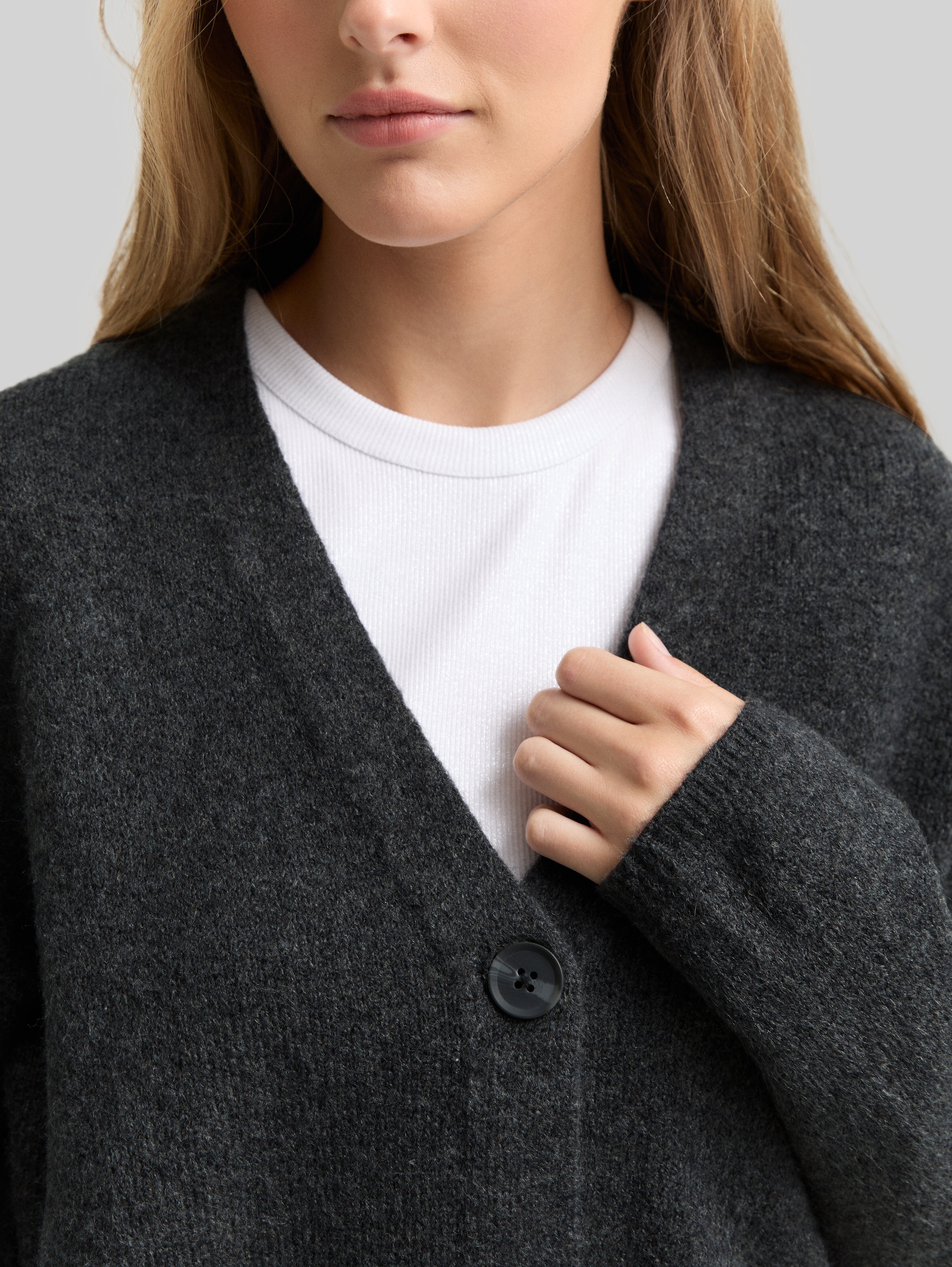 Cardigan with a V-neck in grey by Tom Tailor