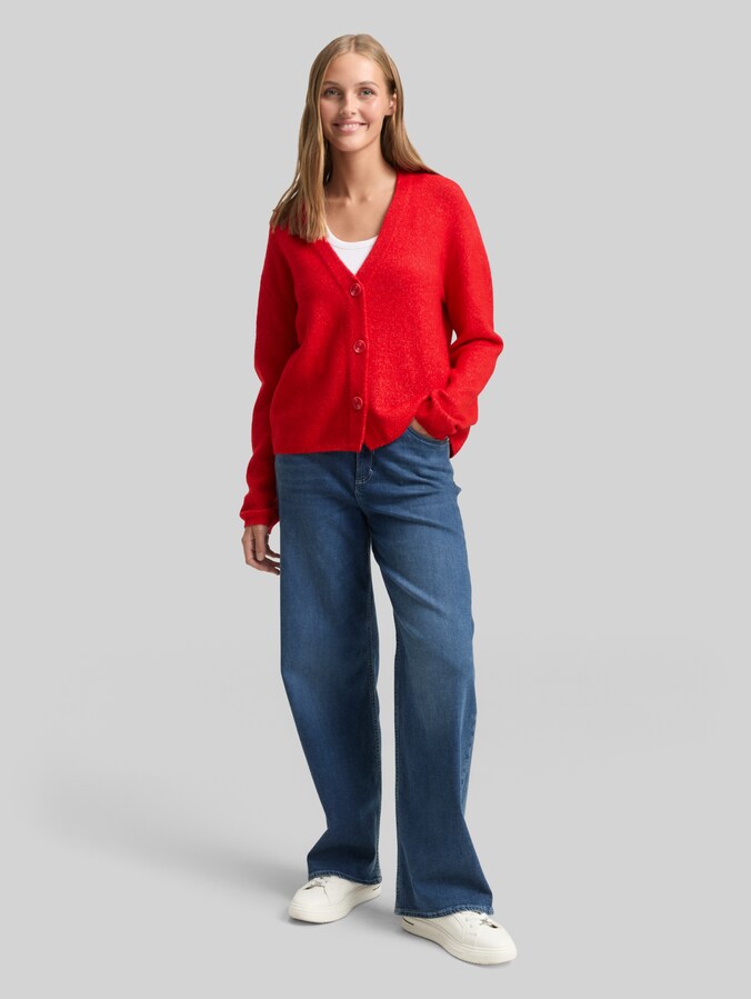 Vest met V-hals door Denim Female, brilliant red