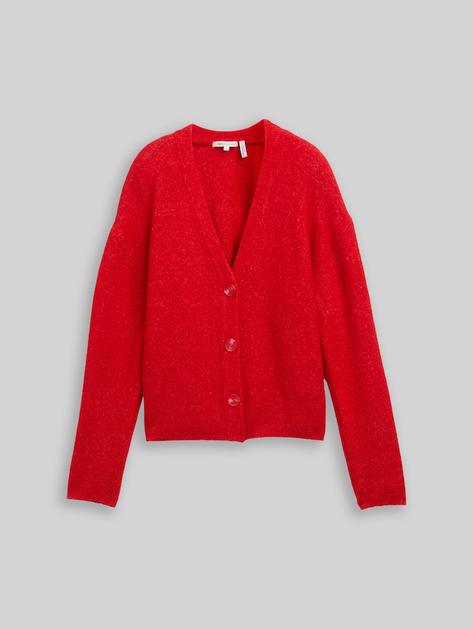 Cardigan à encolure en V par Denim Female, brilliant red