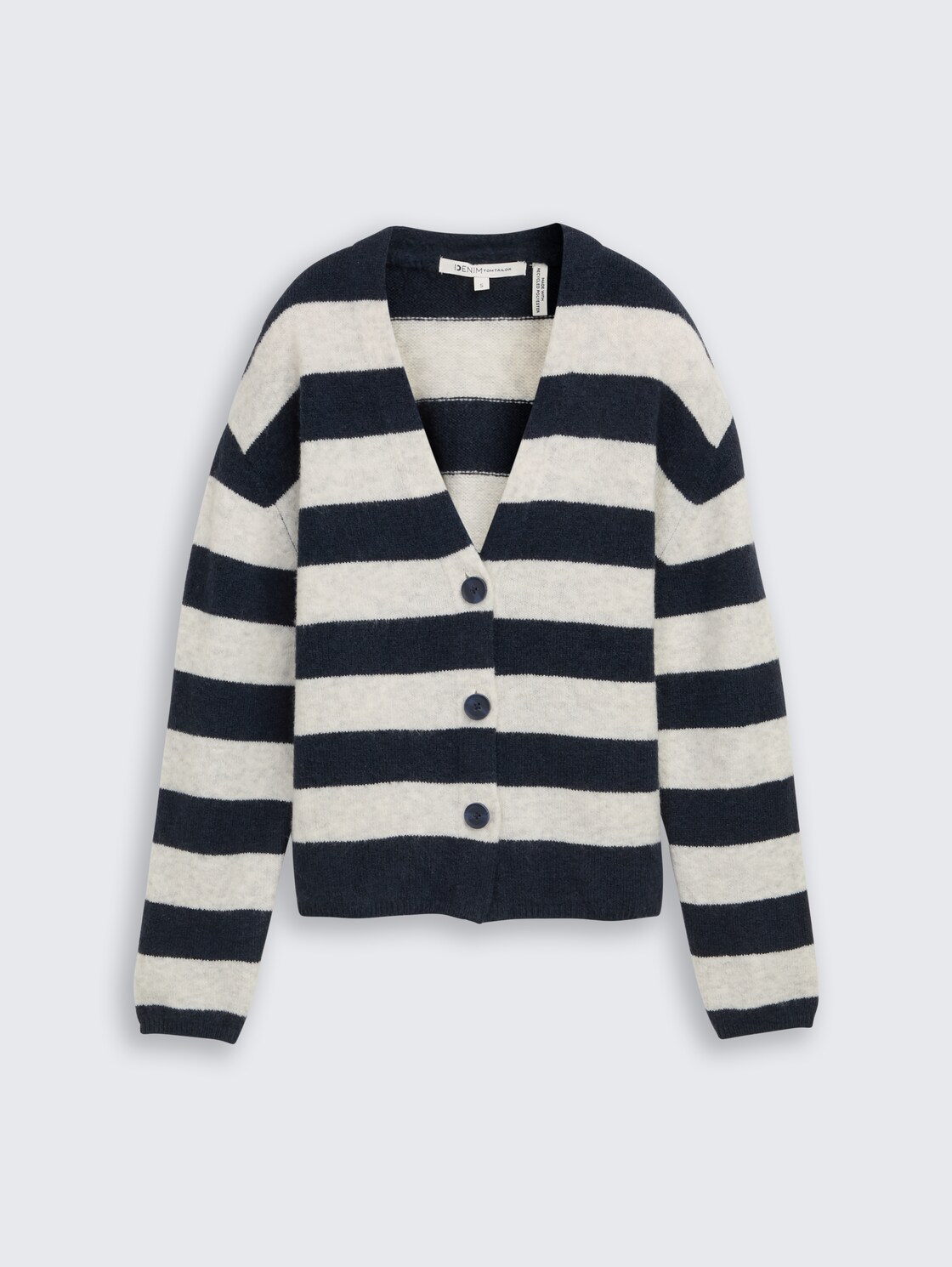 V-neck cardigan - navy off white stripe