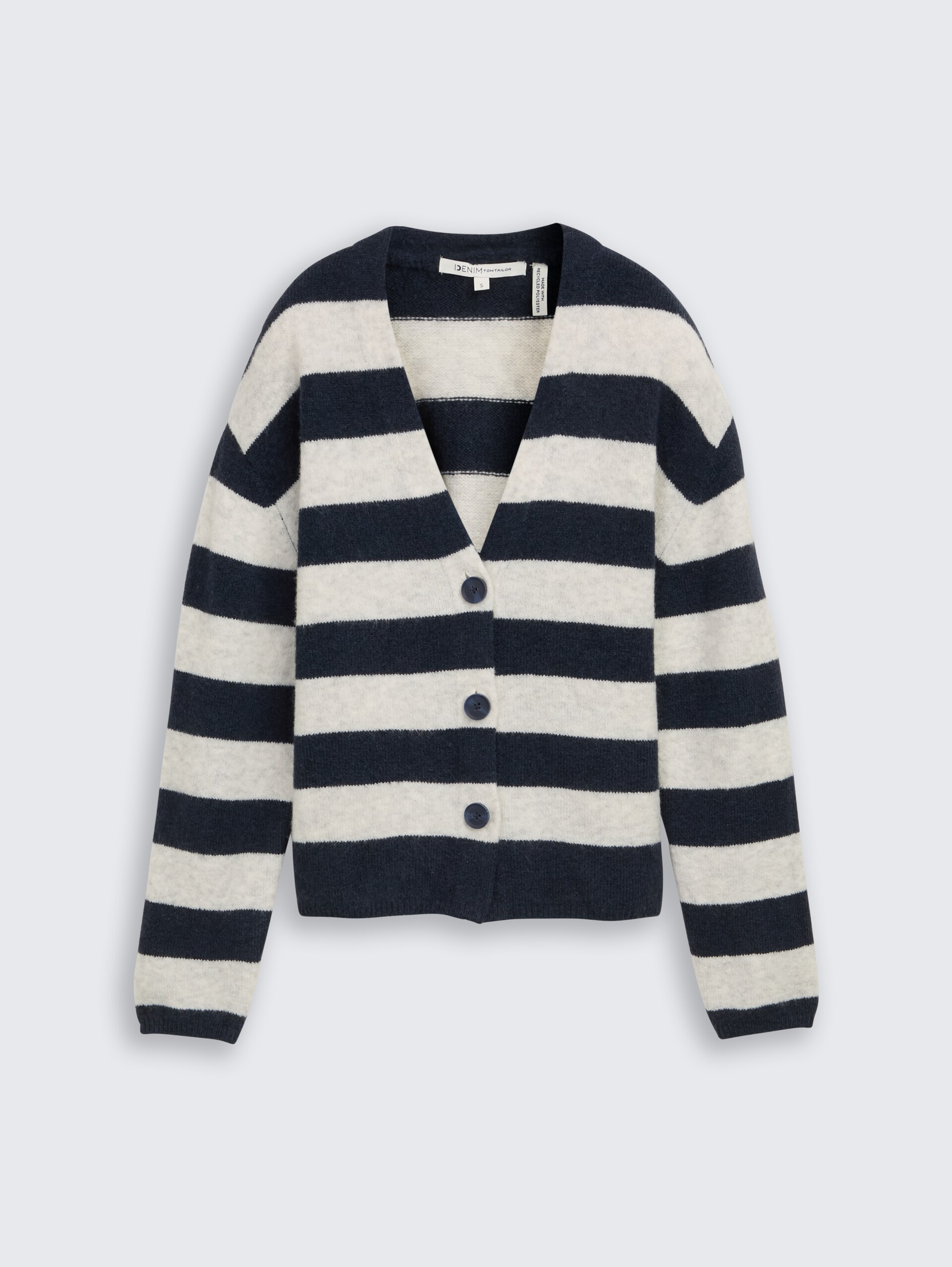 Cardigan mit V-Ausschnitt - navy off white stripe