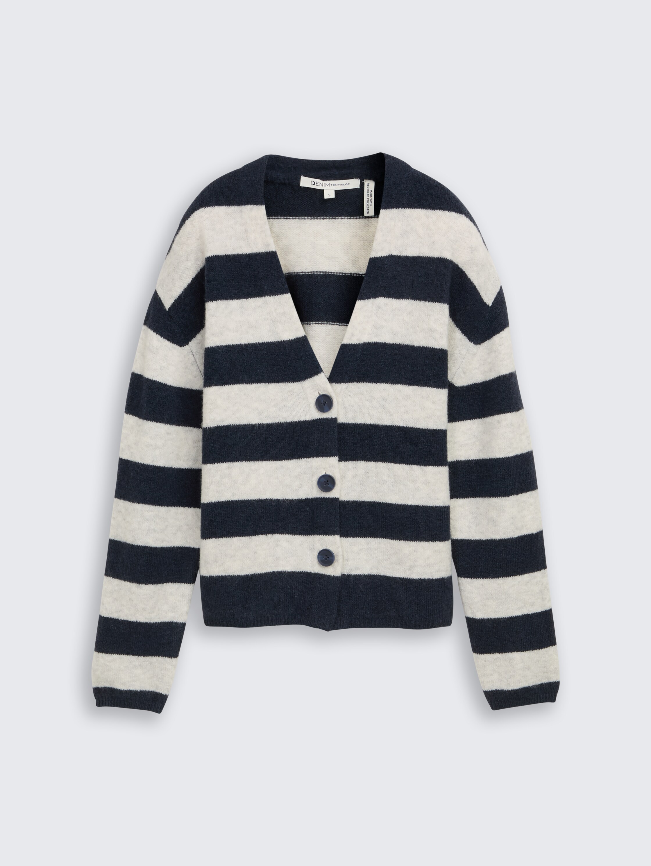 Vest met V-hals - navy off white stripe