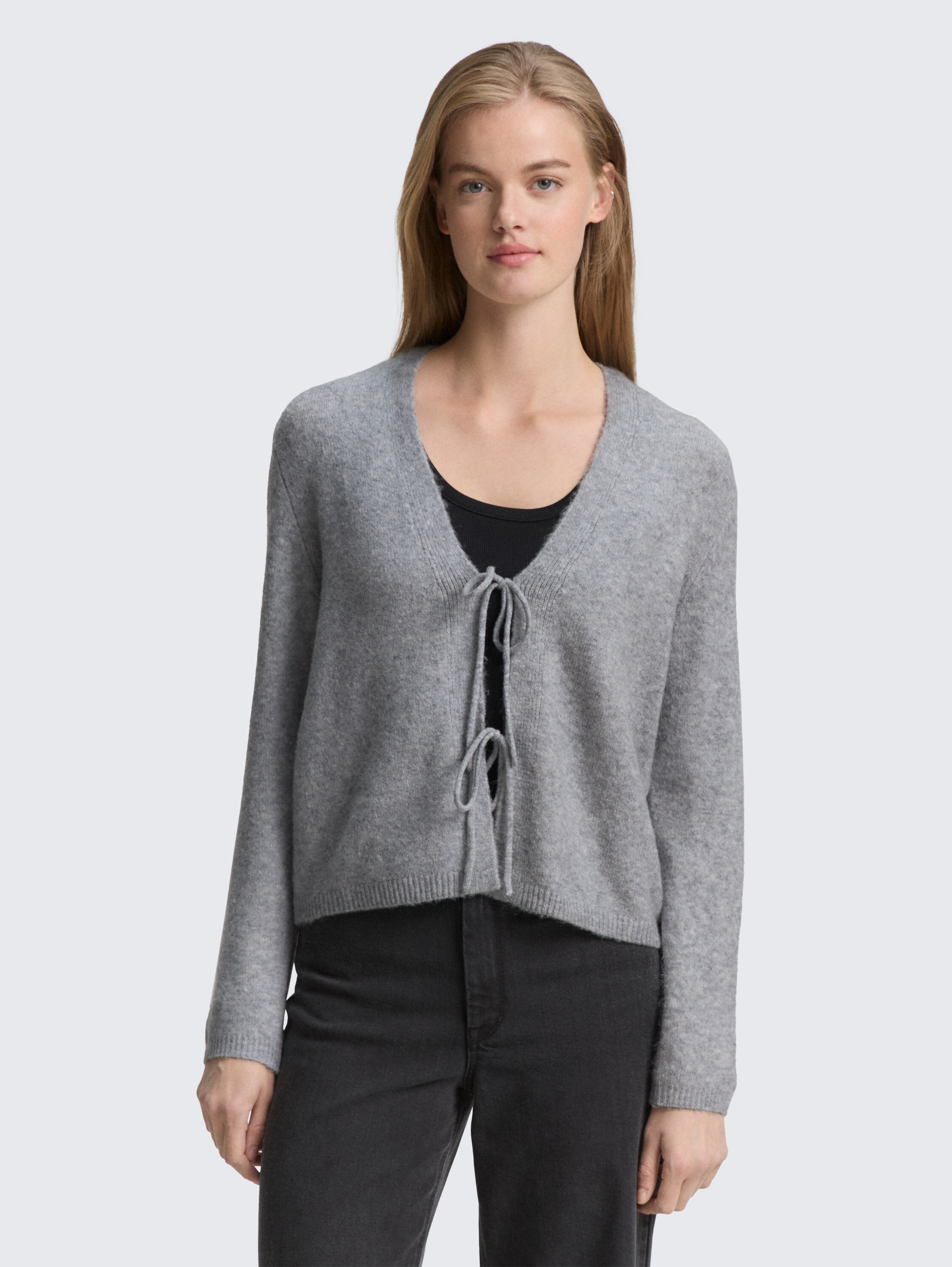 Vest met strikdetails - cement_grey_mlange - 