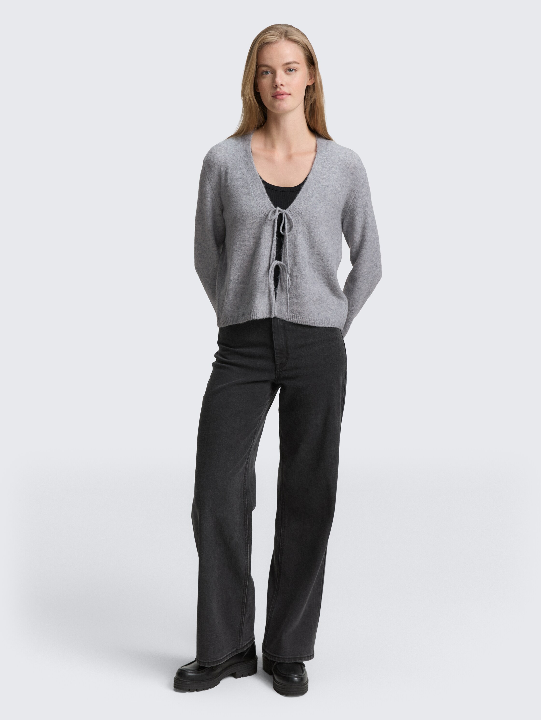 Vest met strikdetails - cement_grey_mlange - 