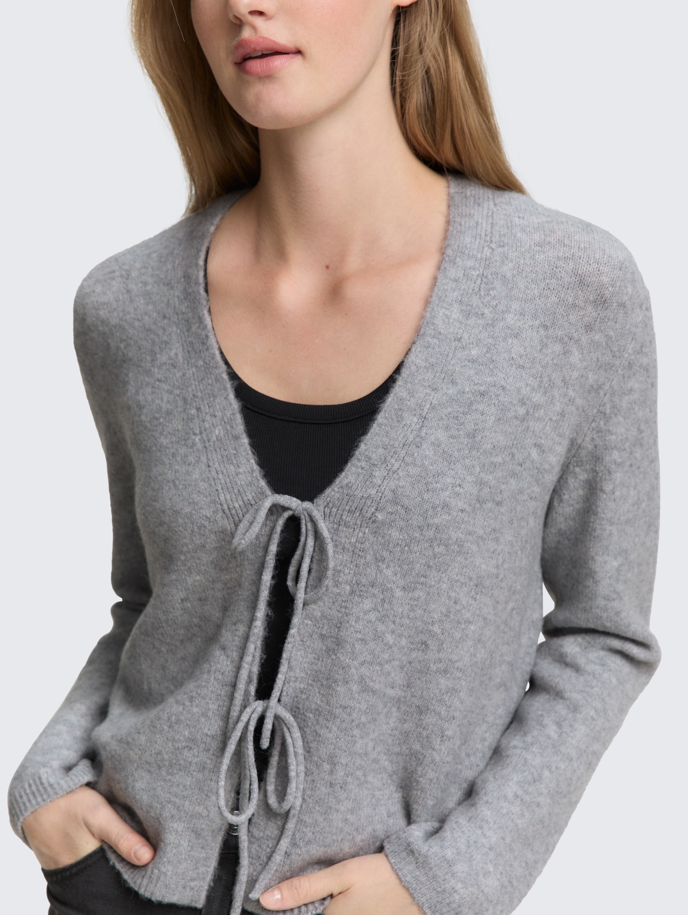 Vest met strikdetails - cement_grey_mlange - 