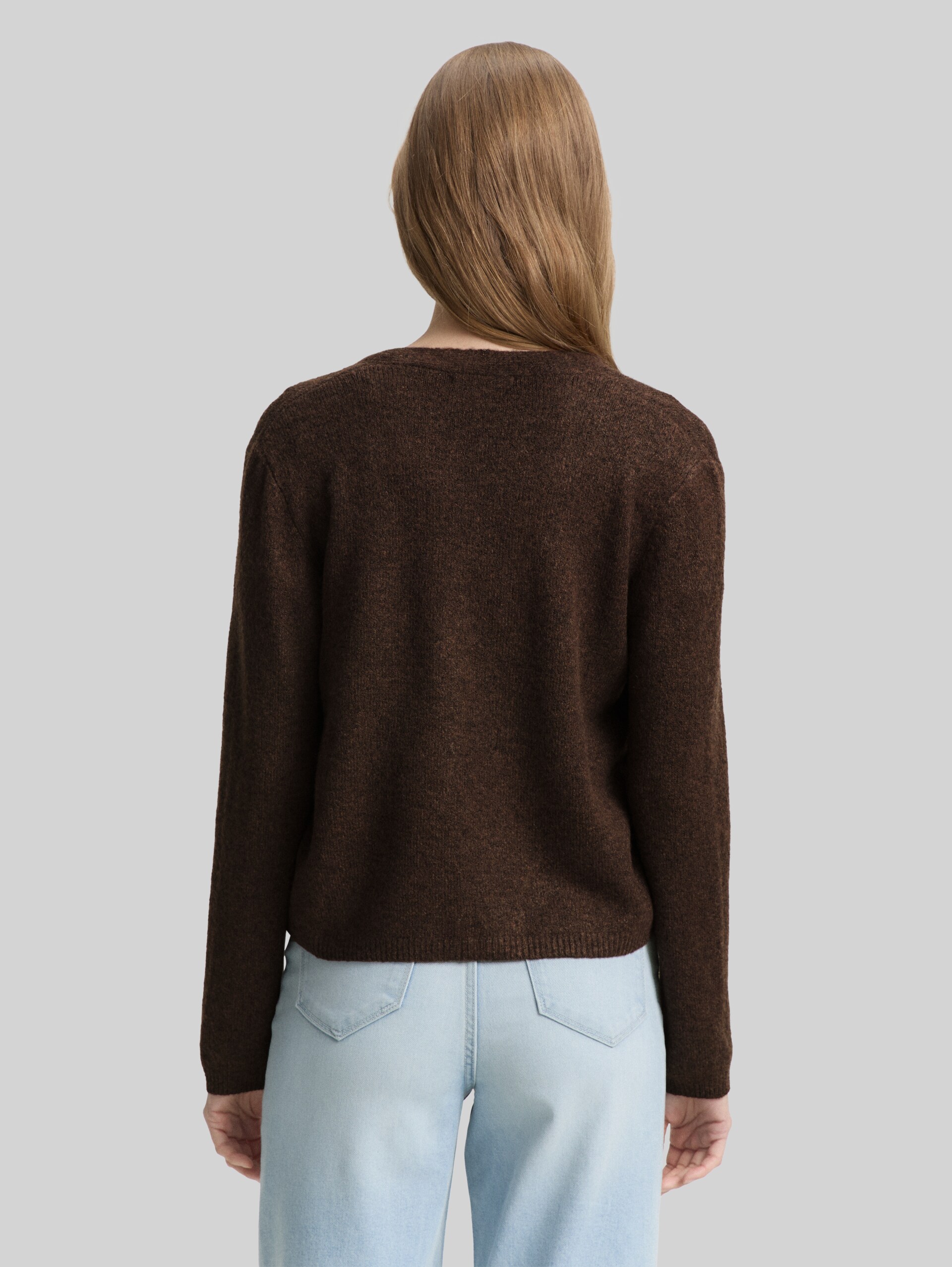 Cardigan with bow details - chocolate brown melange