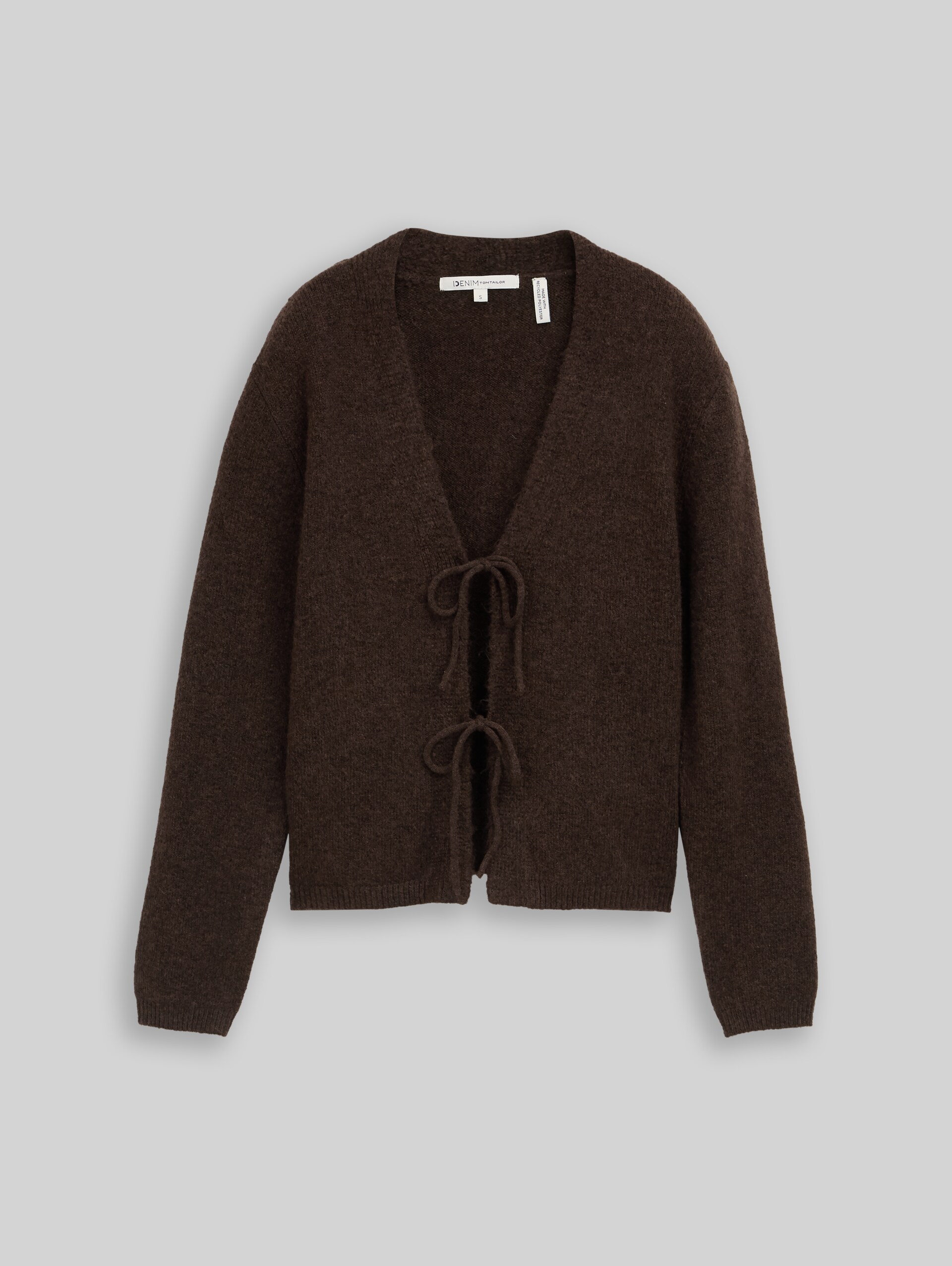 Cardigan with bow details - chocolate brown melange