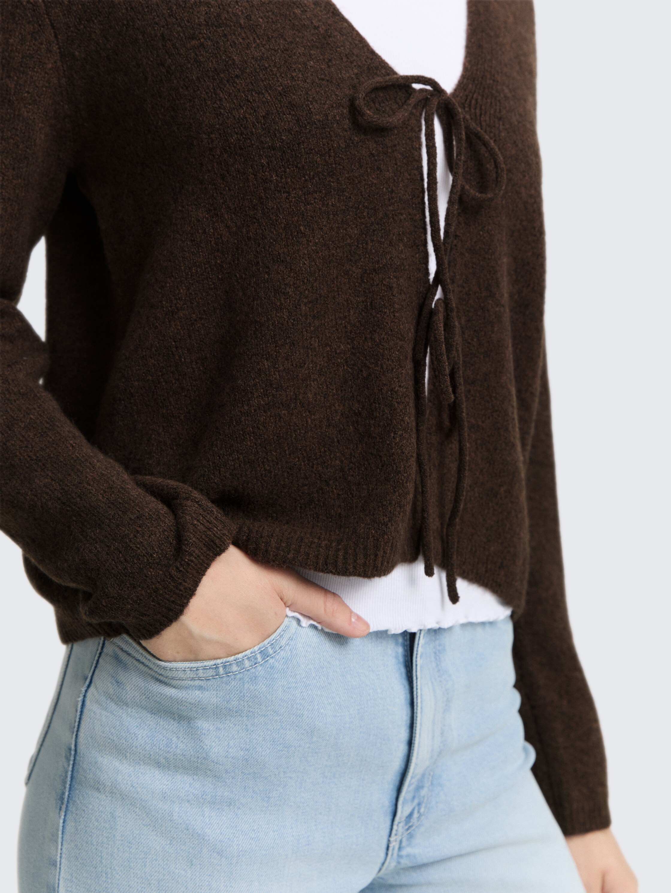 Cardigan mit Schleifen-Details - chocolate_brown_melange - 