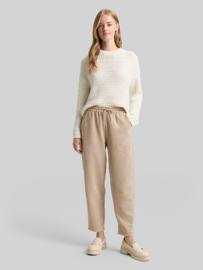 Cordhose mit Kordelzug von Denim Female, tan brown