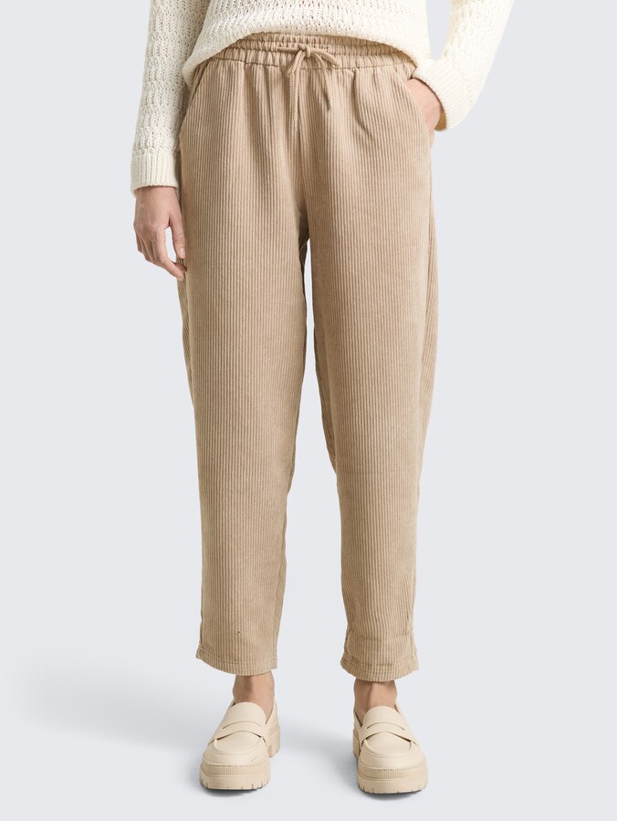 Corduroy broek met trekkoord door Denim Female, tan brown