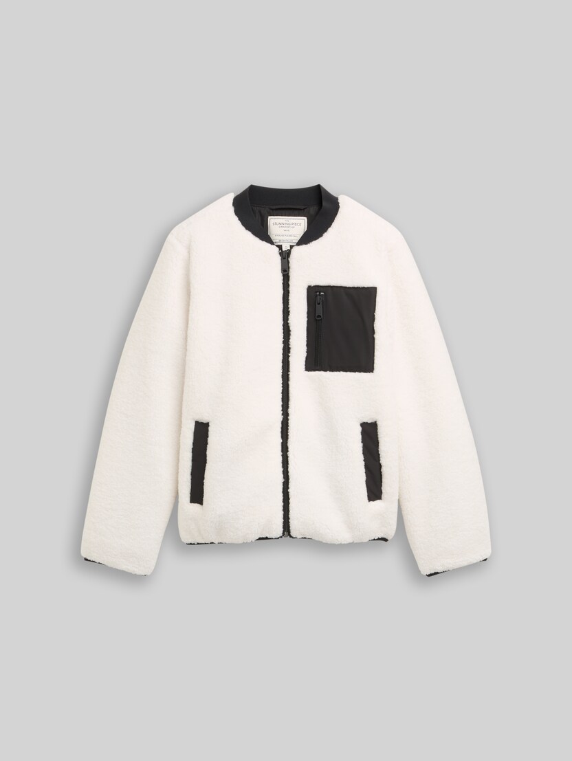 Teddy bomber jacket by Teen Girls, light cream beige