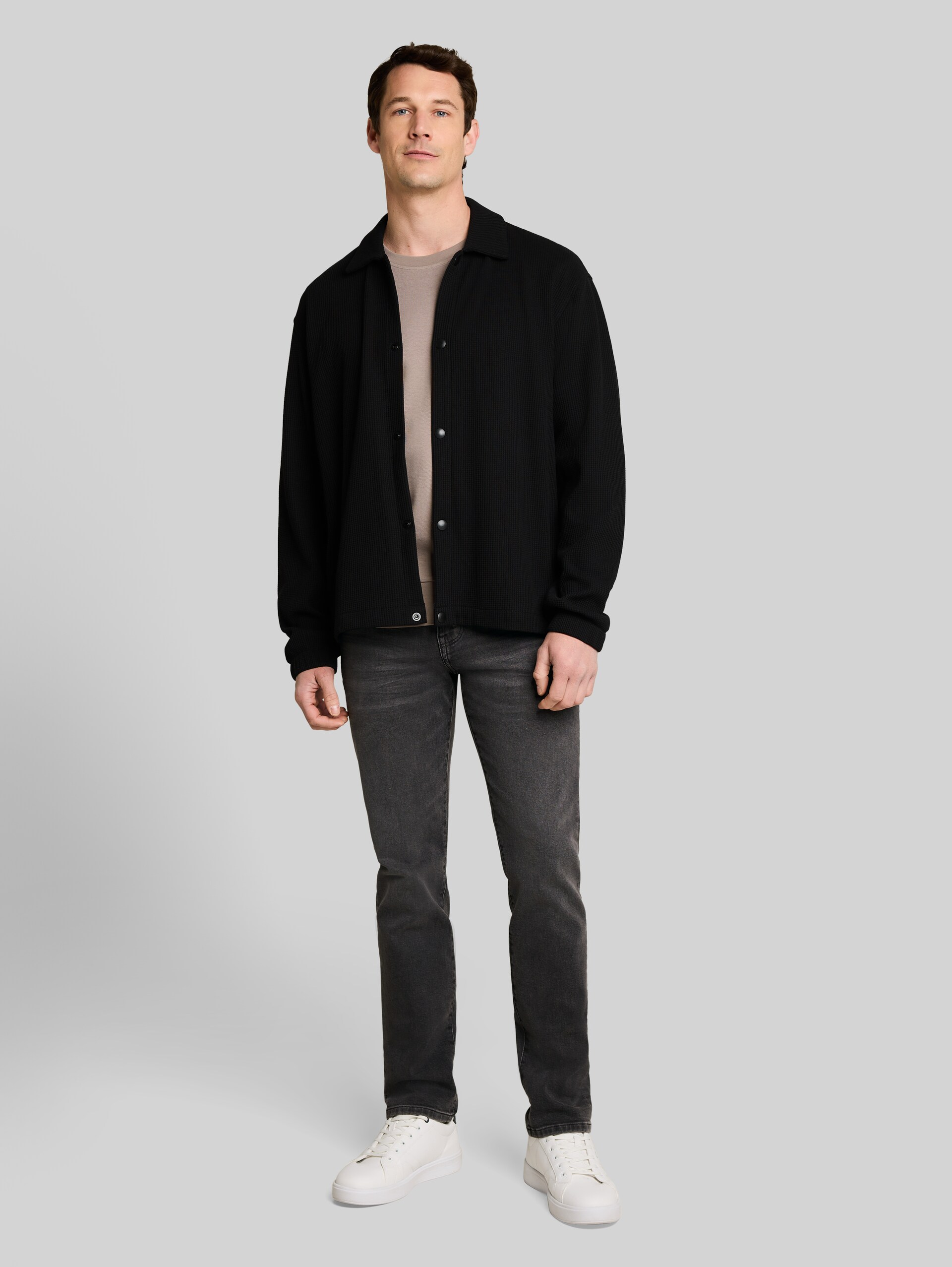 TTJOSH REGULAR SLIM Jeans - used dark stone grey denim - Model-Vorderansicht