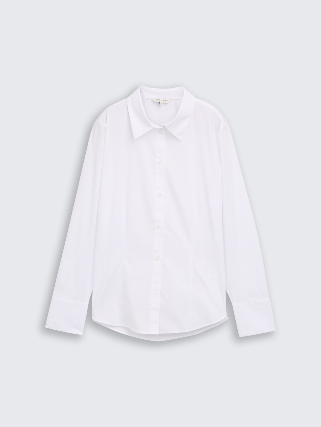 Fitted Popeline Hemdbluse - White - Vorder-Produkt-Ansicht