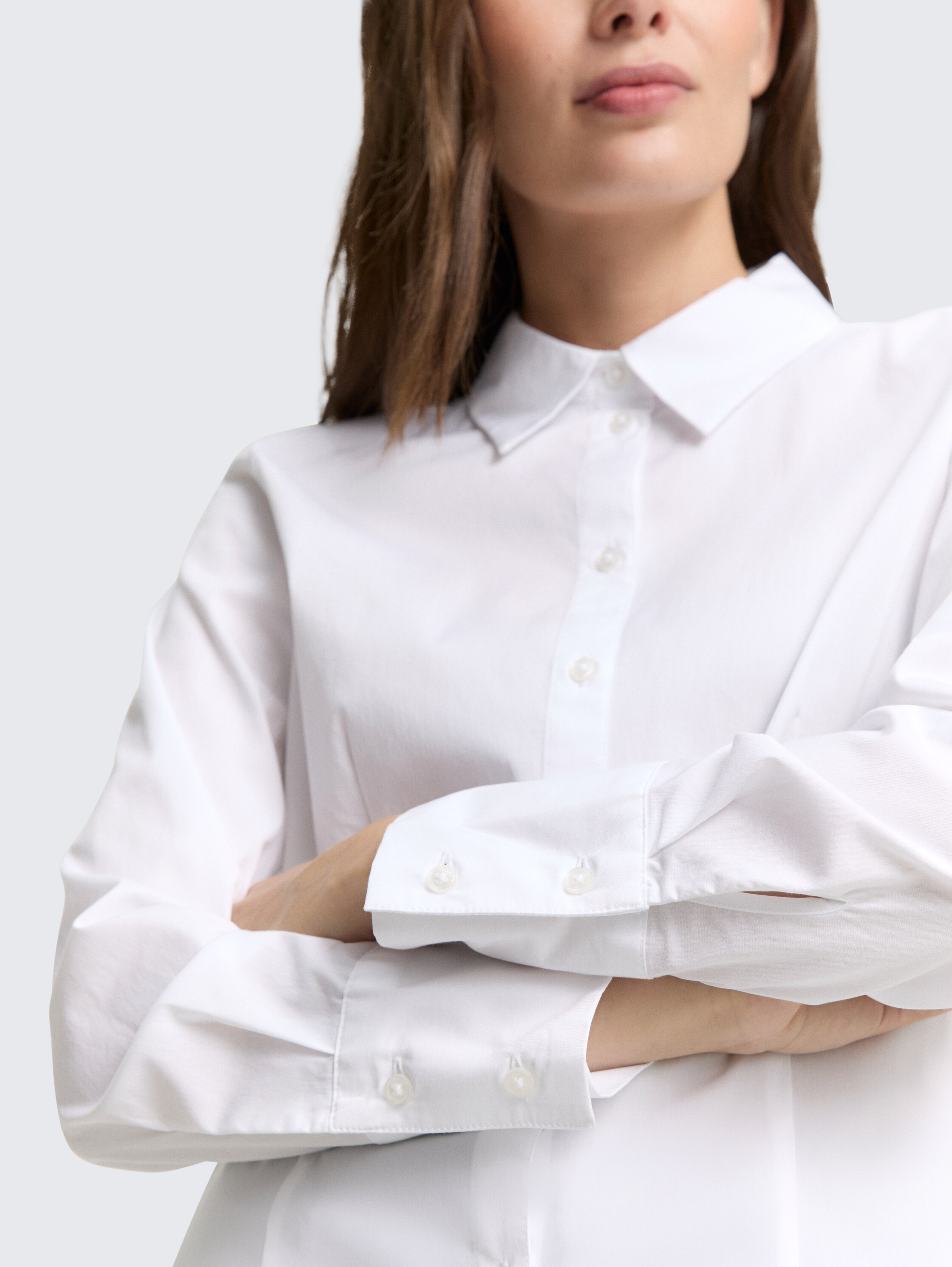 Overhemdblouse in popeline - White - Detailaanzicht model