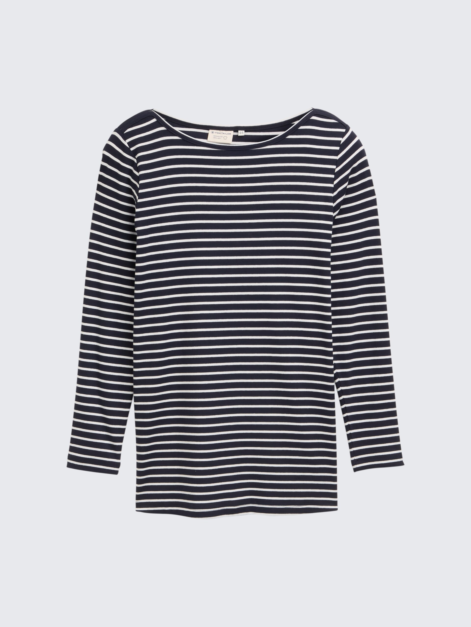 Plus Size - Langarmshirt mit Streifenmuster - navy offwhite tee stripe - Vorder-Produkt-Ansicht